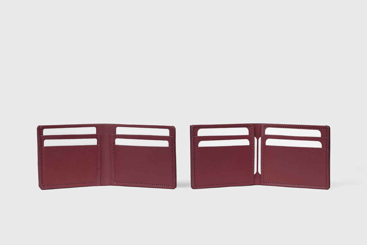 Bifold Wallet Horizontal 6 Slots Burgundy Colour Leather Atelier Madre Manuel Dreesmann Barcelona Spain 3