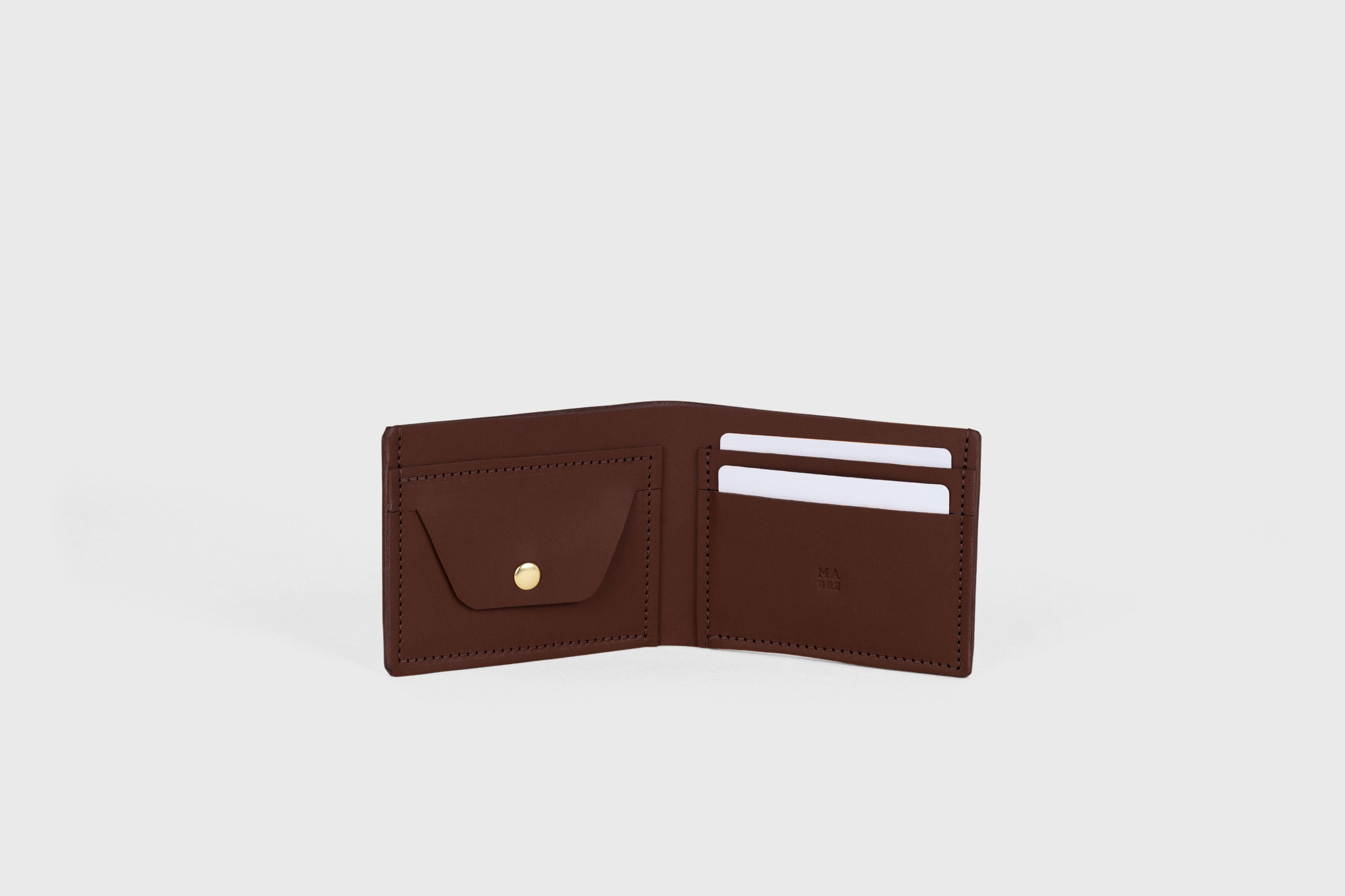 Bifold Wallet Premium Leather Dark Brown Color Card Holder Coin Pocket Minimalist Design Atelier Madre Manuel Dreesmann Barcelona Spain