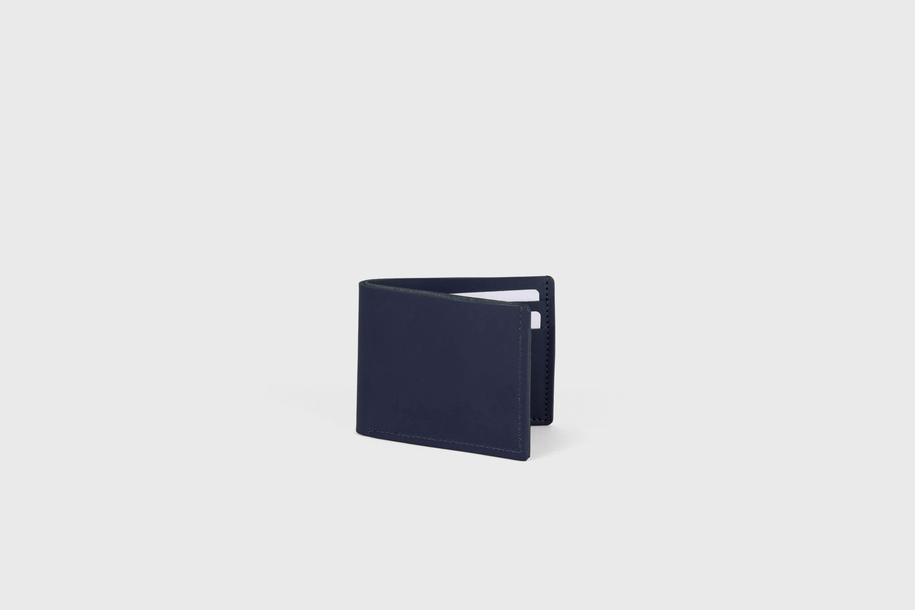 Bifold Wallet Premium Leather Marine Blue Color Card Holder Coin Pocket Minimalist Design Atelier Madre Manuel Dreesmann Barcelona Spain