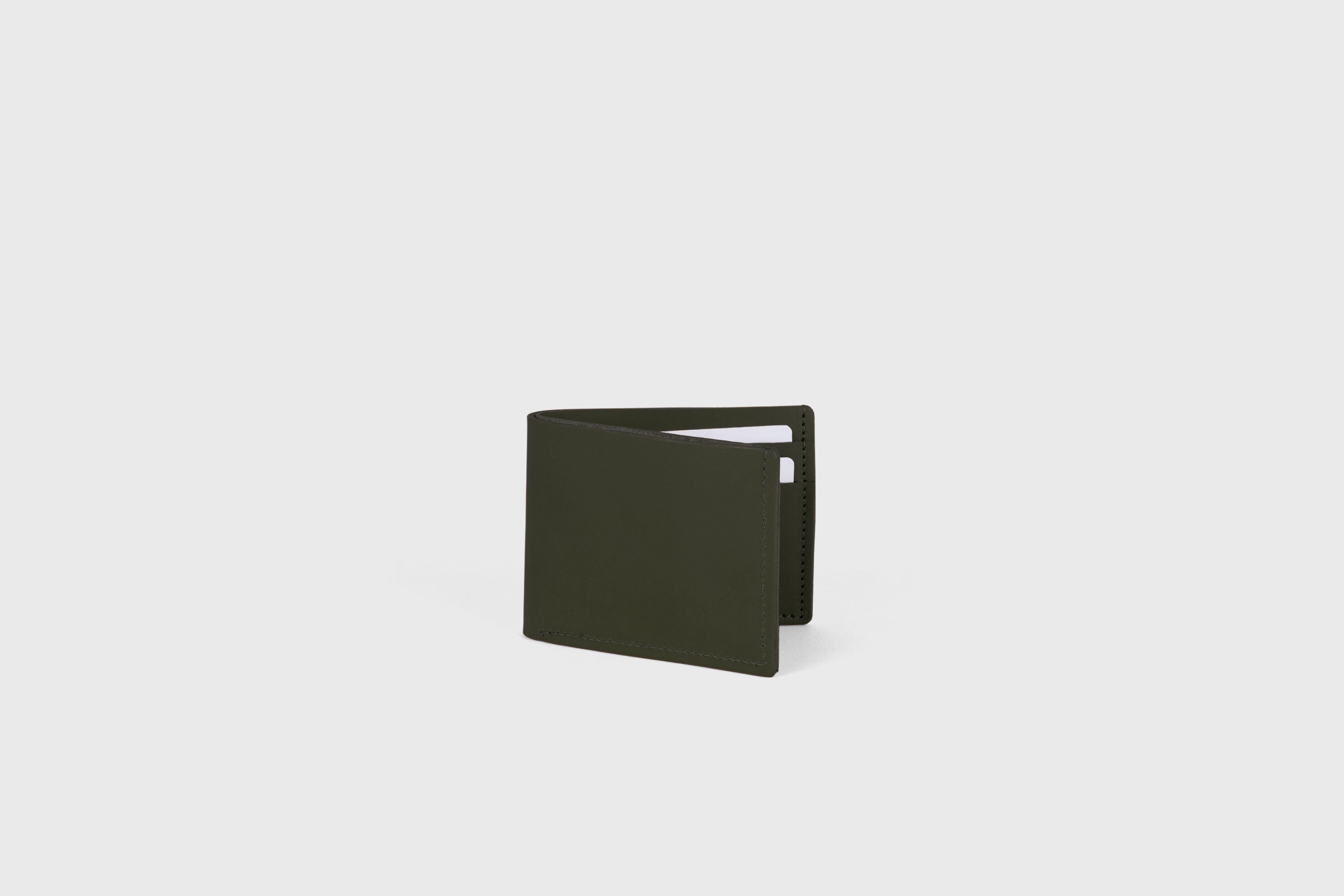 Bifold Wallet Premium Leather Olive Green Color Card Holder Coin Pocket Minimalist Design Atelier Madre Manuel Dreesmann Barcelona Spain