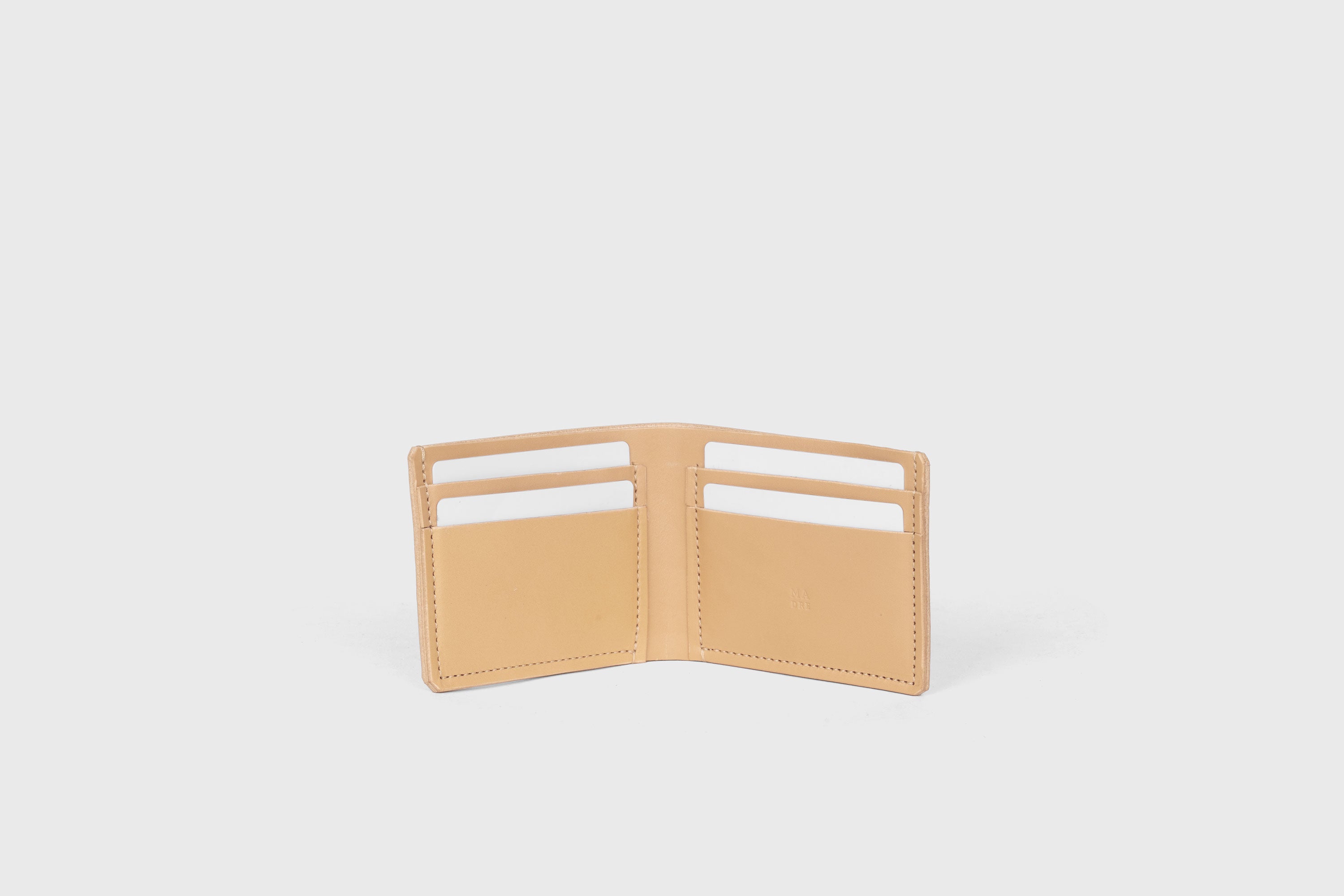 Bifold Wallet Leather Natural Color Vegetable Tanned Leather Premium Classic Design and Handcrafted By Atelier Madre Manuel Dreeesmann Barcelona Spain