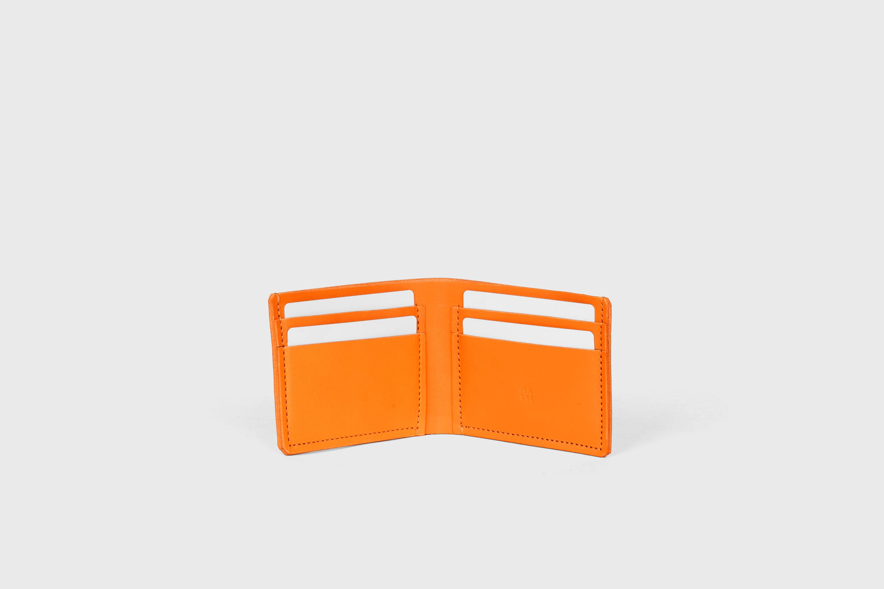 Bifold Wallet Leather Orange Color Vegetable Tanned Leather Premium Classic Design and Handcrafted By Atelier Madre Manuel Dreeesmann Barcelona Spain