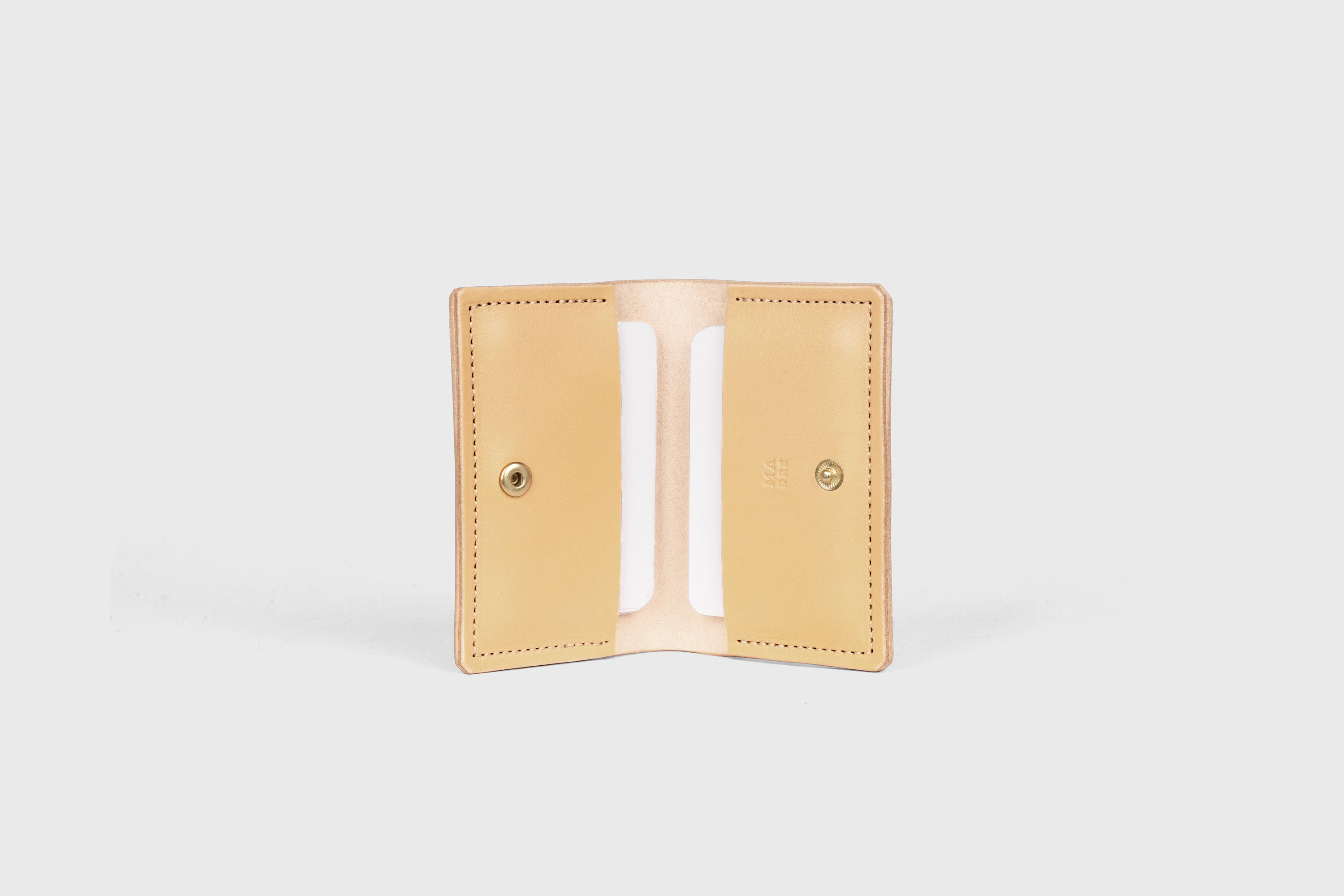 Card Etui In Natural Color In Vegetable Tanned Leather Minimalistic Design With Snap Buttons Atelier Madre Manuel Dreesmann Barcelona Spain