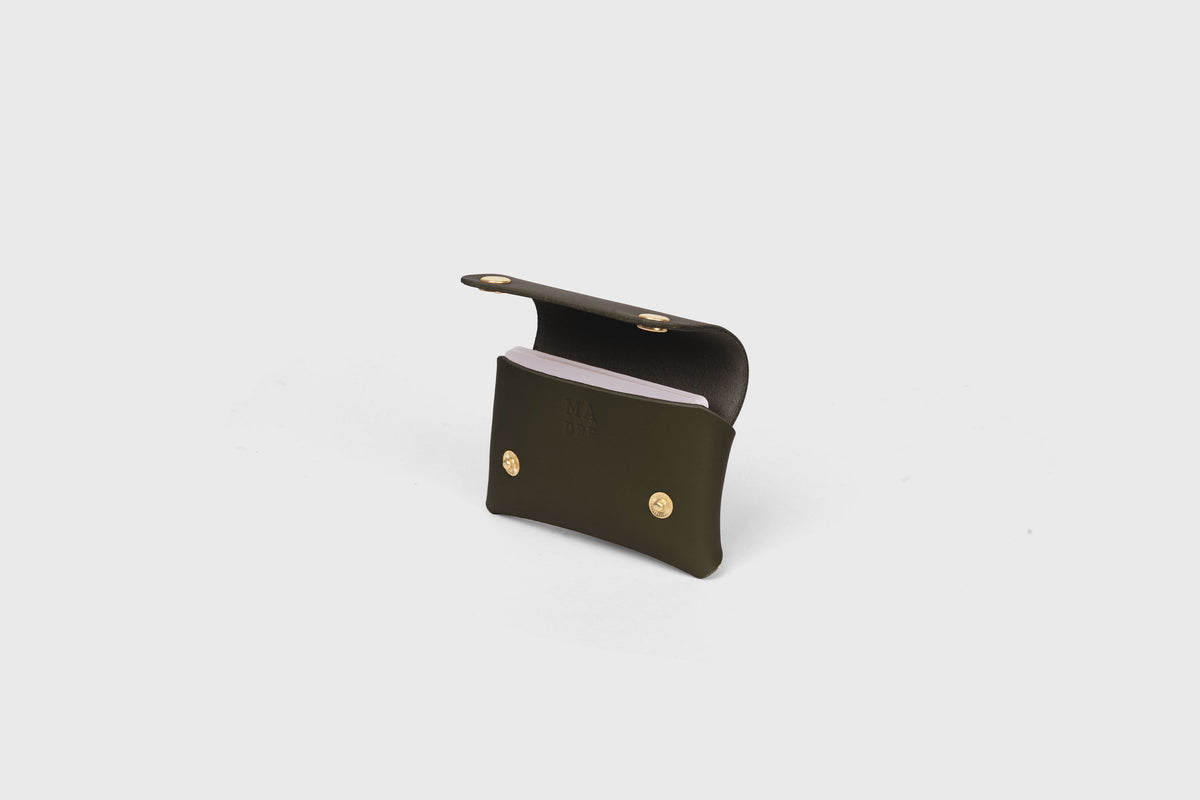 Card Holder With Snap Buttons Olive Green Color Leather Atelier Madre Manuel Dreesmann 5