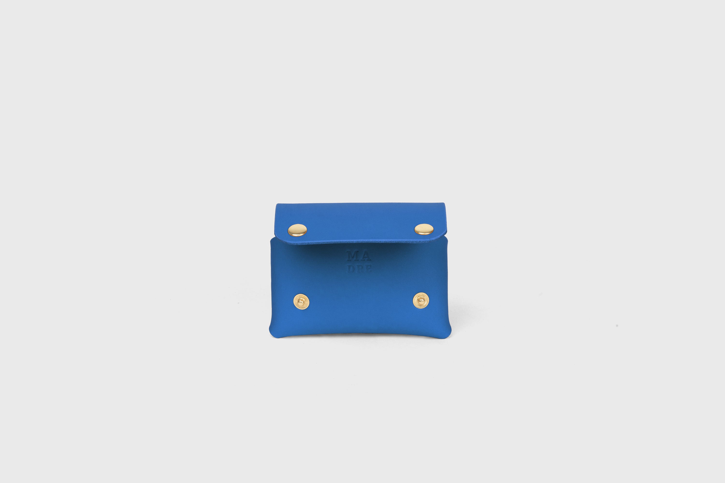 Card Holder With Snap Buttons In Royal Blue Leather Minimalistic Design Leather Atelier Madre Manuel Dreesmann