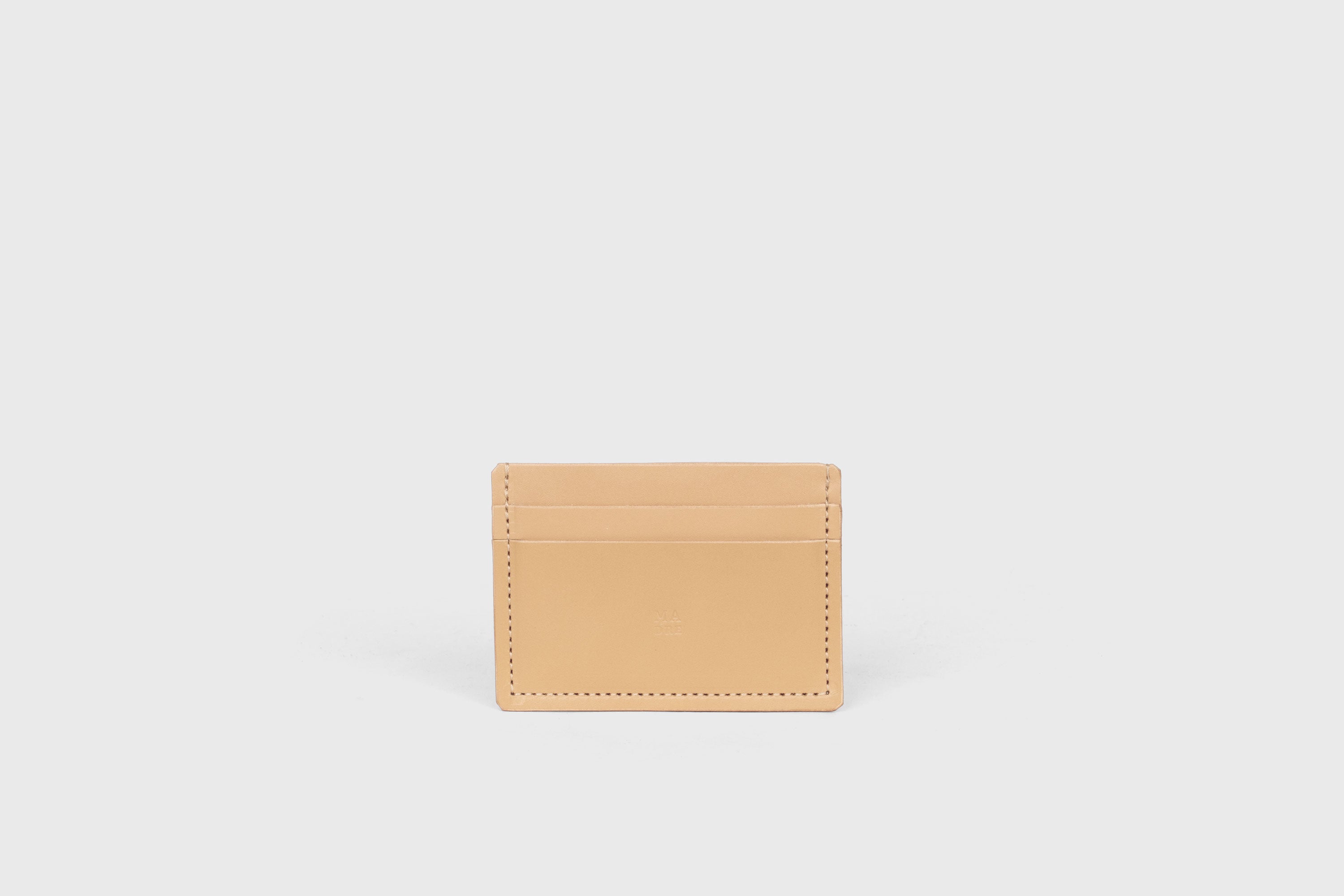 Credit Card Wallet Minimalist In Natural Color Leather Vegetable Tanned Leather Handmade and Design by Atelier Madre Manuel Dreesmann Barcelona Spain