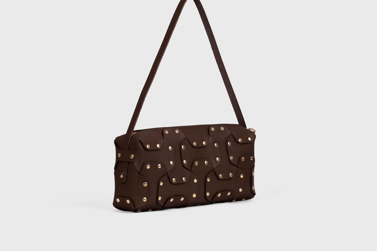 Double Rivet Bag Long Chocolate Brown Colour Leather Vegetable Tanned Modern Minimal Design Premium Quality Atelier Madre Manuel Dreesmann Barcelona 2