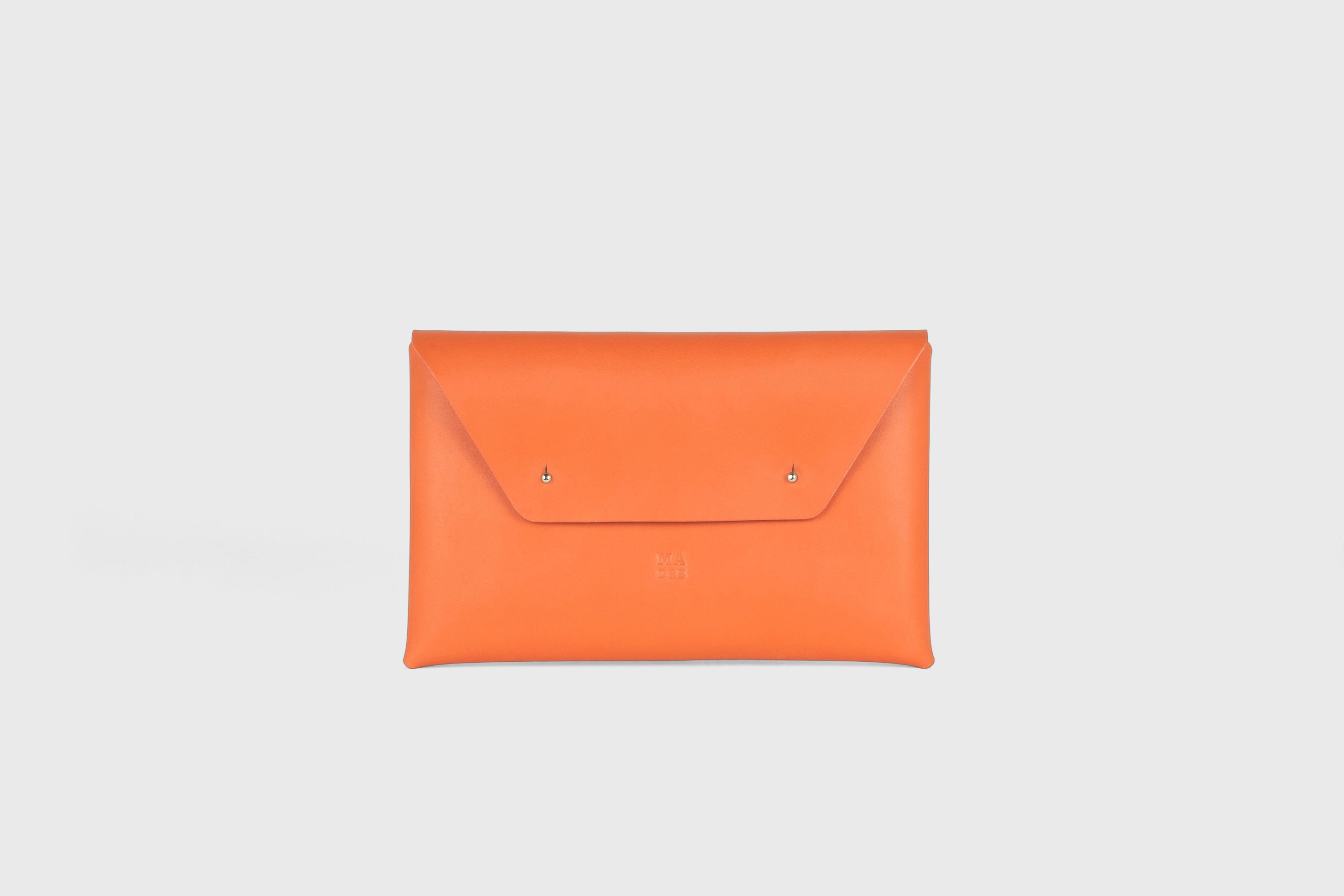Envelope Clutch Premium Leather Orange Color Handmade Minimalist Design Atelier Madre Manuel Dreesmann Barcelona Spain