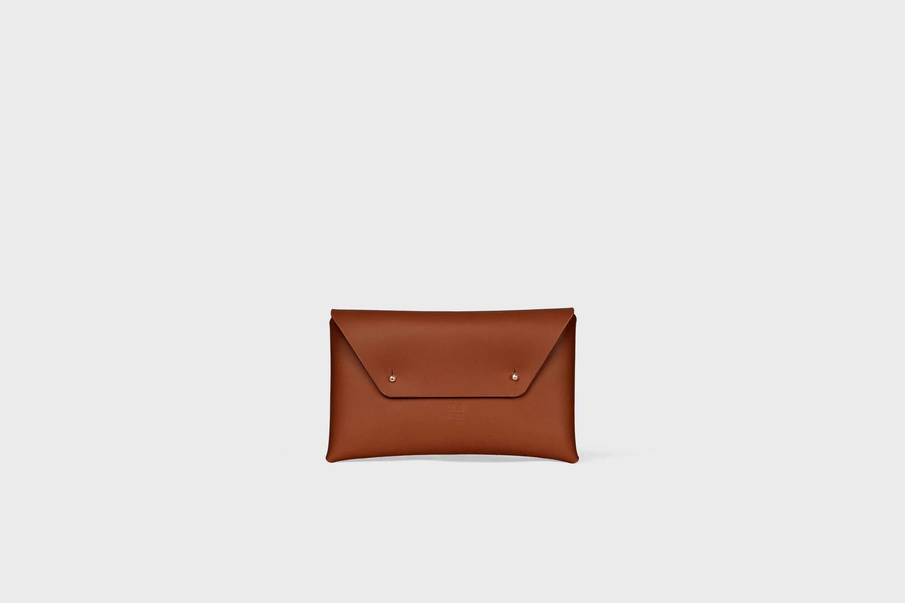 Envelope Clutch Small In Dark Brown Color Vegetable Tanned Leather Minimalistic Design Atelier Madre Manuel Dreesmann Barcelona Spain