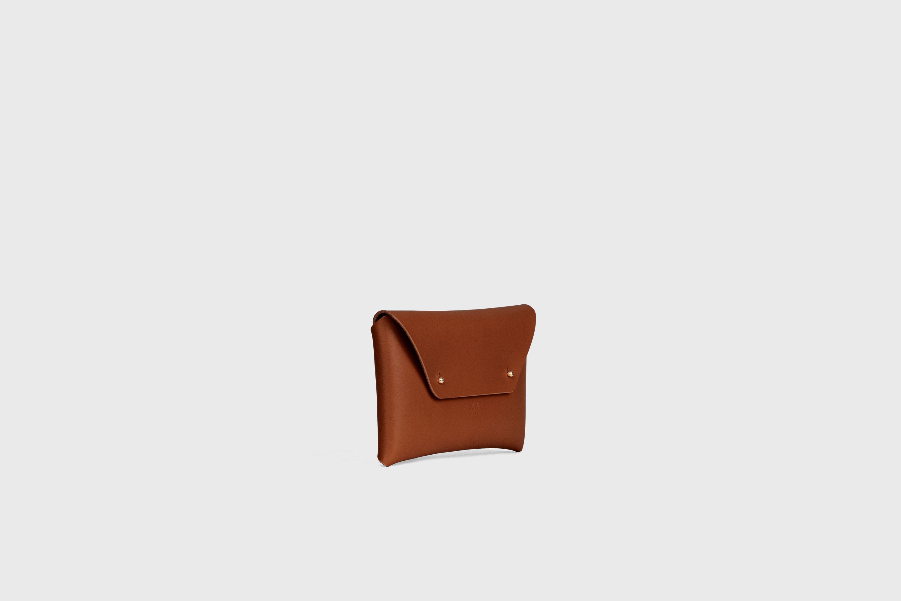 Envelope Clutch Small In Dark Brown Color Vegetable Tanned Leather Minimalistic Design Atelier Madre Manuel Dreesmann Barcelona Spain