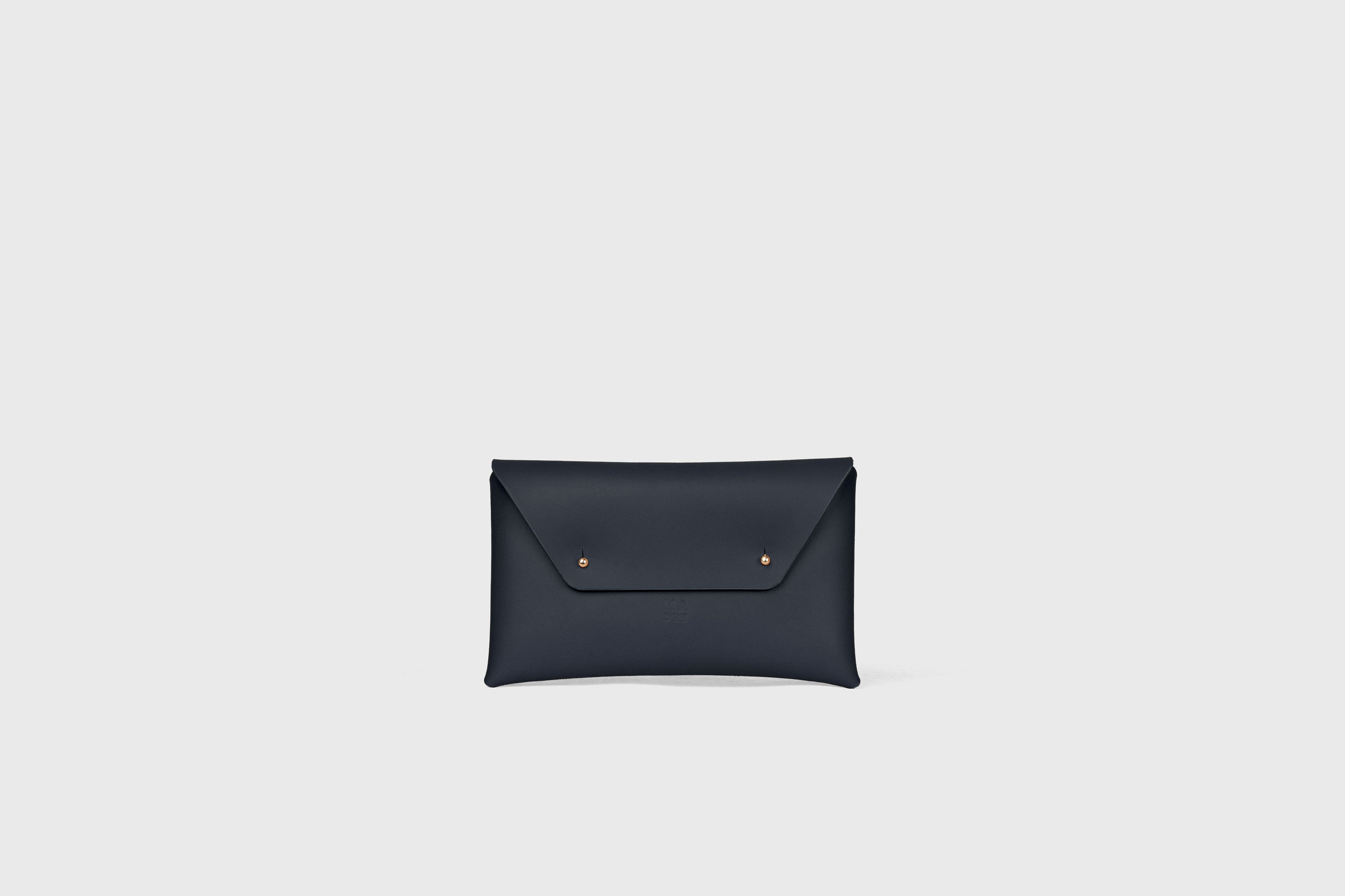 Envelope Clutch Small In Marine Blue Color Vegetable Tanned Leather Minimalistic Design Atelier Madre Manuel Dreesmann Barcelona Spain
