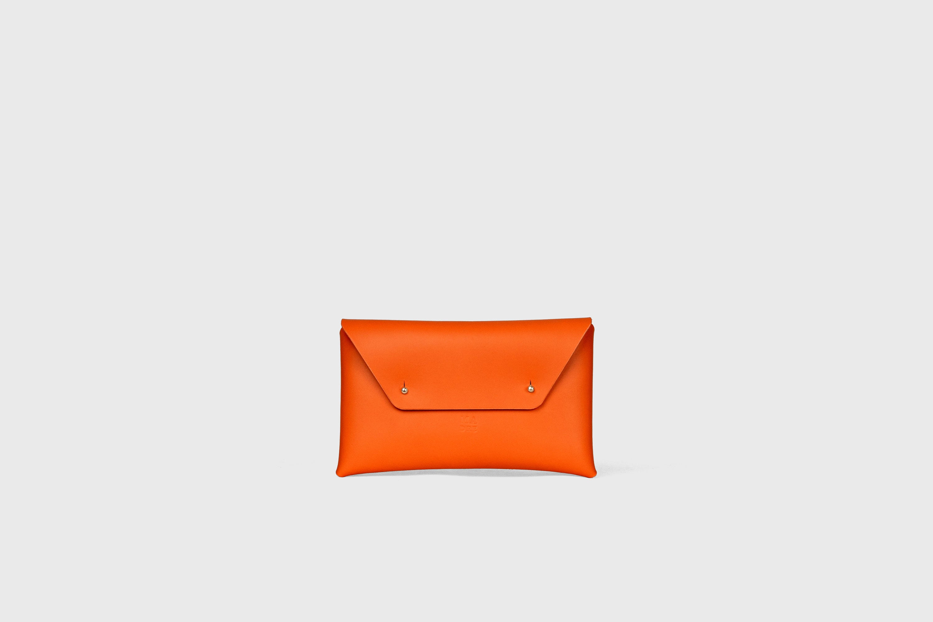 Envelope Clutch Small In Orange Color Vegetable Tanned Leather Minimalistic Design Atelier Madre Manuel Dreesmann Barcelona Spain