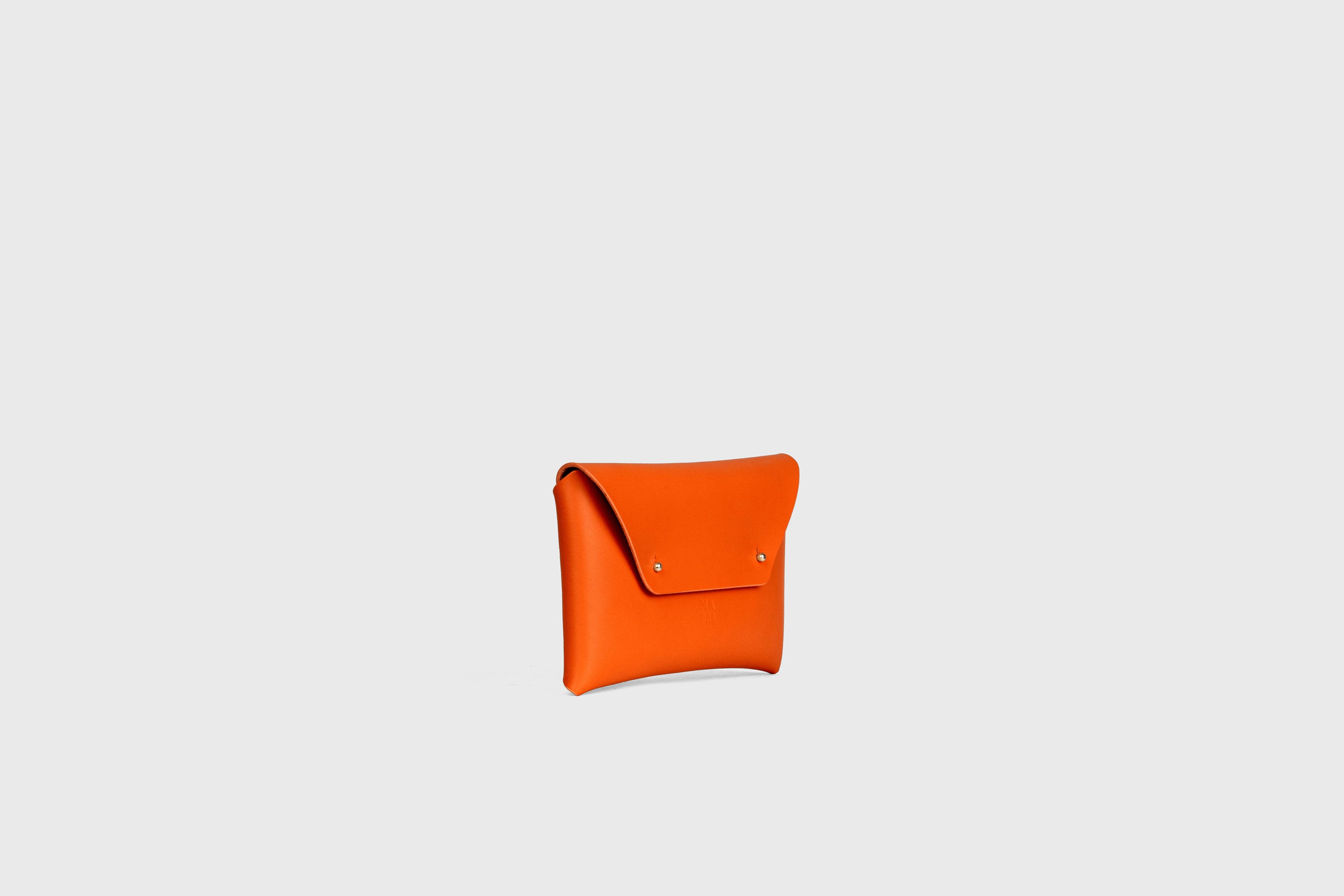 Envelope Clutch Small In Orange Color Vegetable Tanned Leather Minimalistic Design Atelier Madre Manuel Dreesmann Barcelona Spain