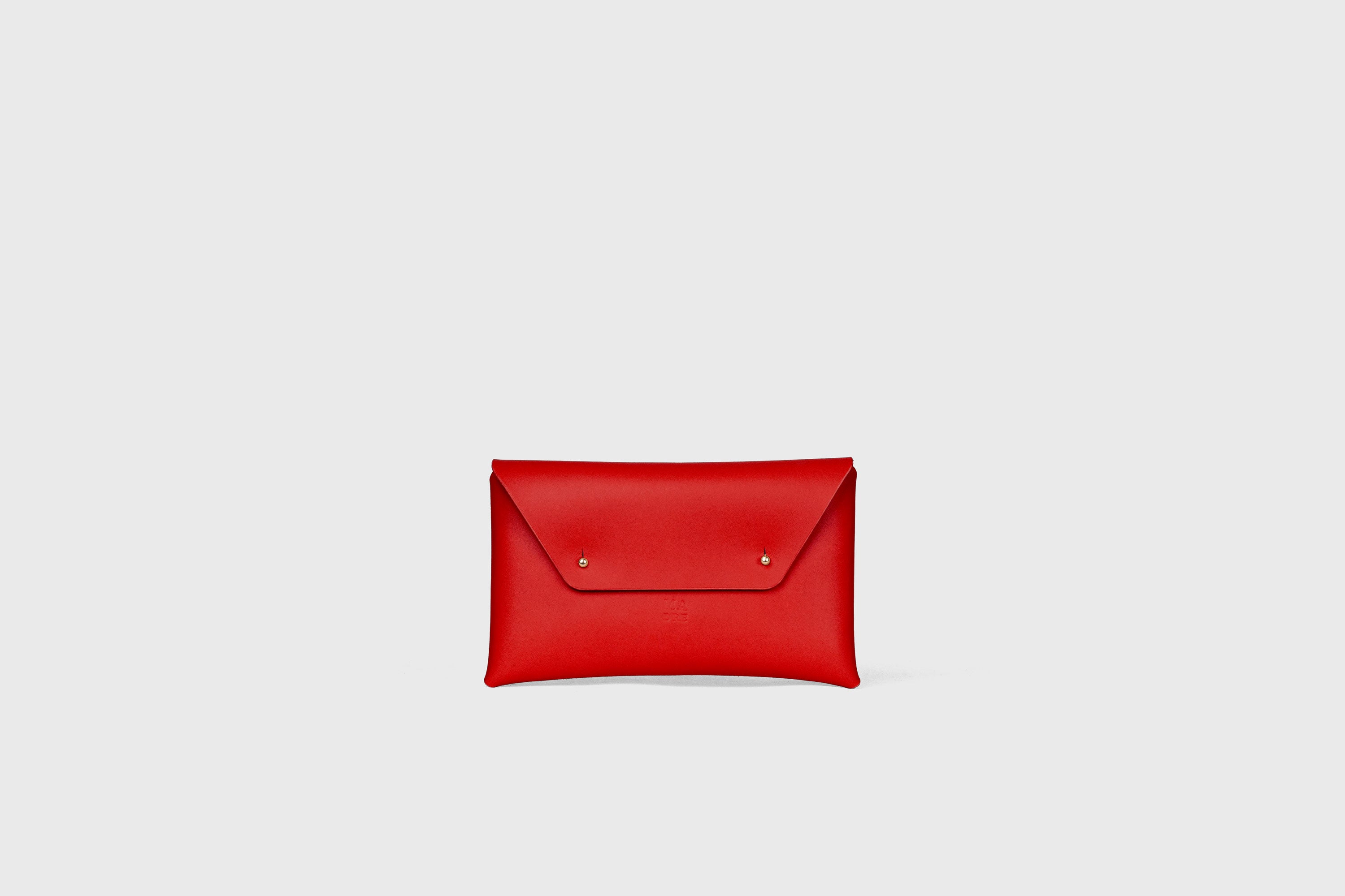 Envelope Clutch Small In Red Color Vegetable Tanned Leather Minimalistic Design Atelier Madre Manuel Dreesmann Barcelona Spain