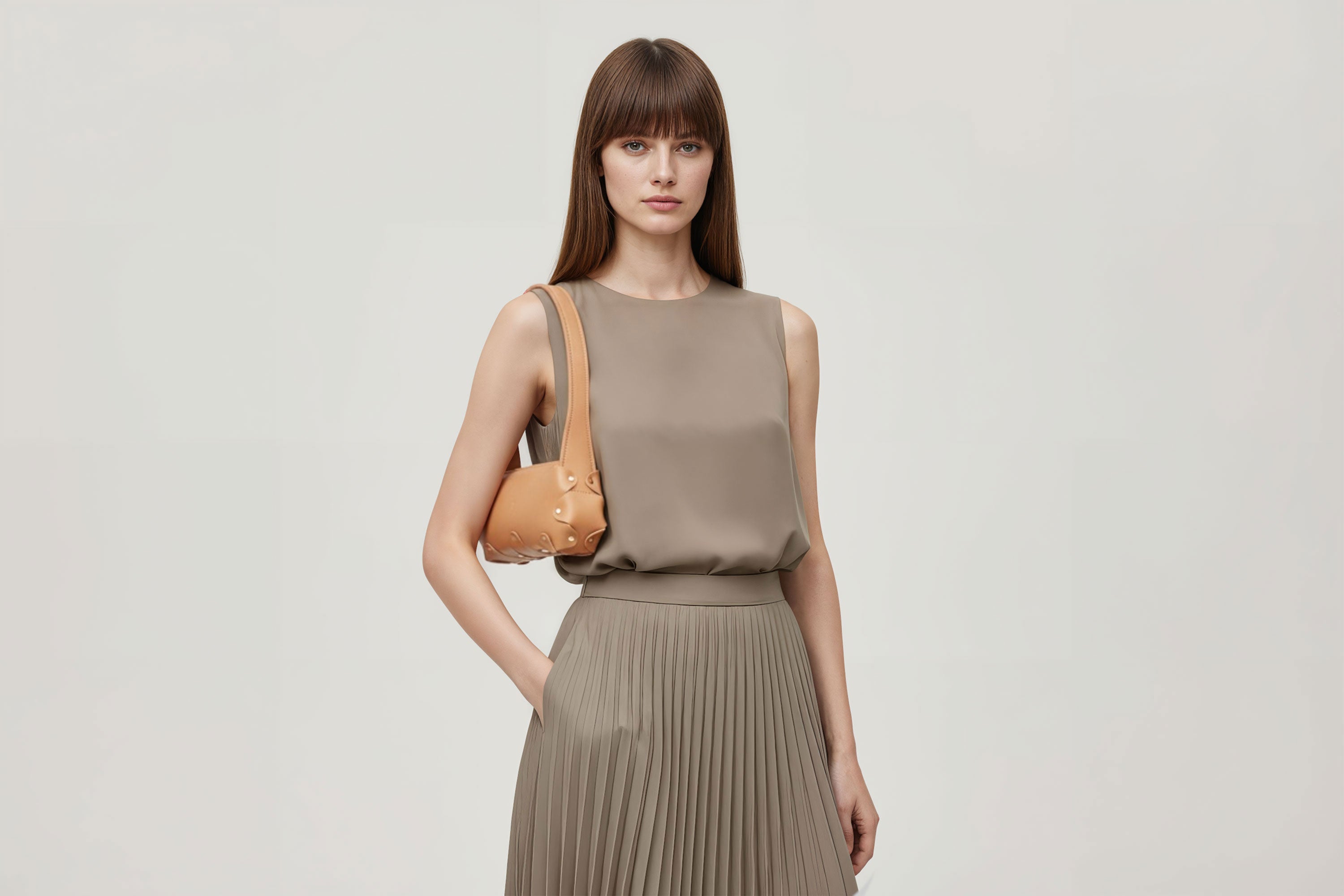 Fiona Bag Small Natural Color Leather On Model Zipper Shoulder Bag Minimalist Modern Design Premium Quality Atelier Madre Manuel Dreesmann Barcelona