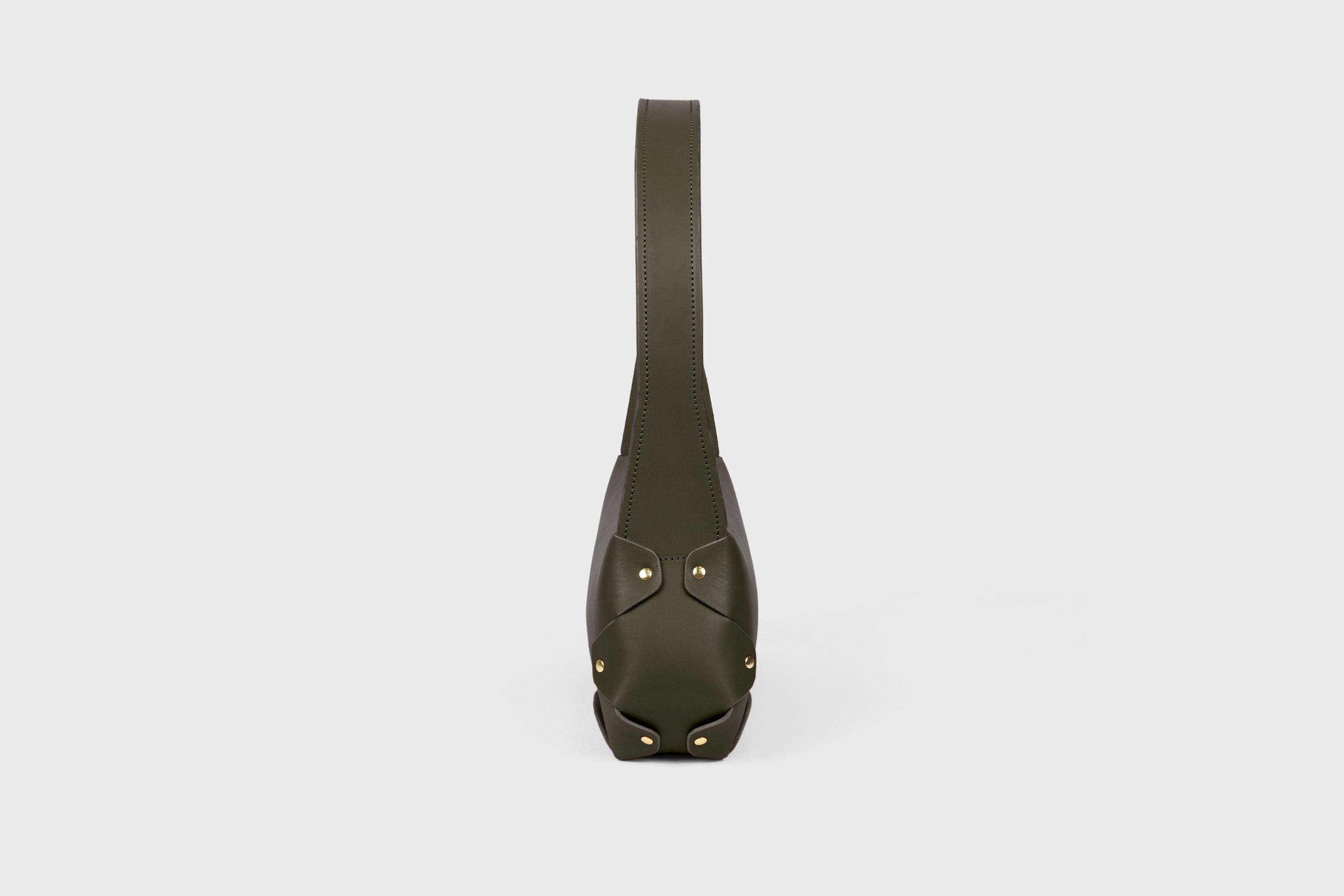 Fiona Bag In Olive Green Color In Full Grain Vegetable Tanned Leather Minimalistic Design Shoulder Bag Atelier Madre Manuel Dreesmann Barcelona Spain
