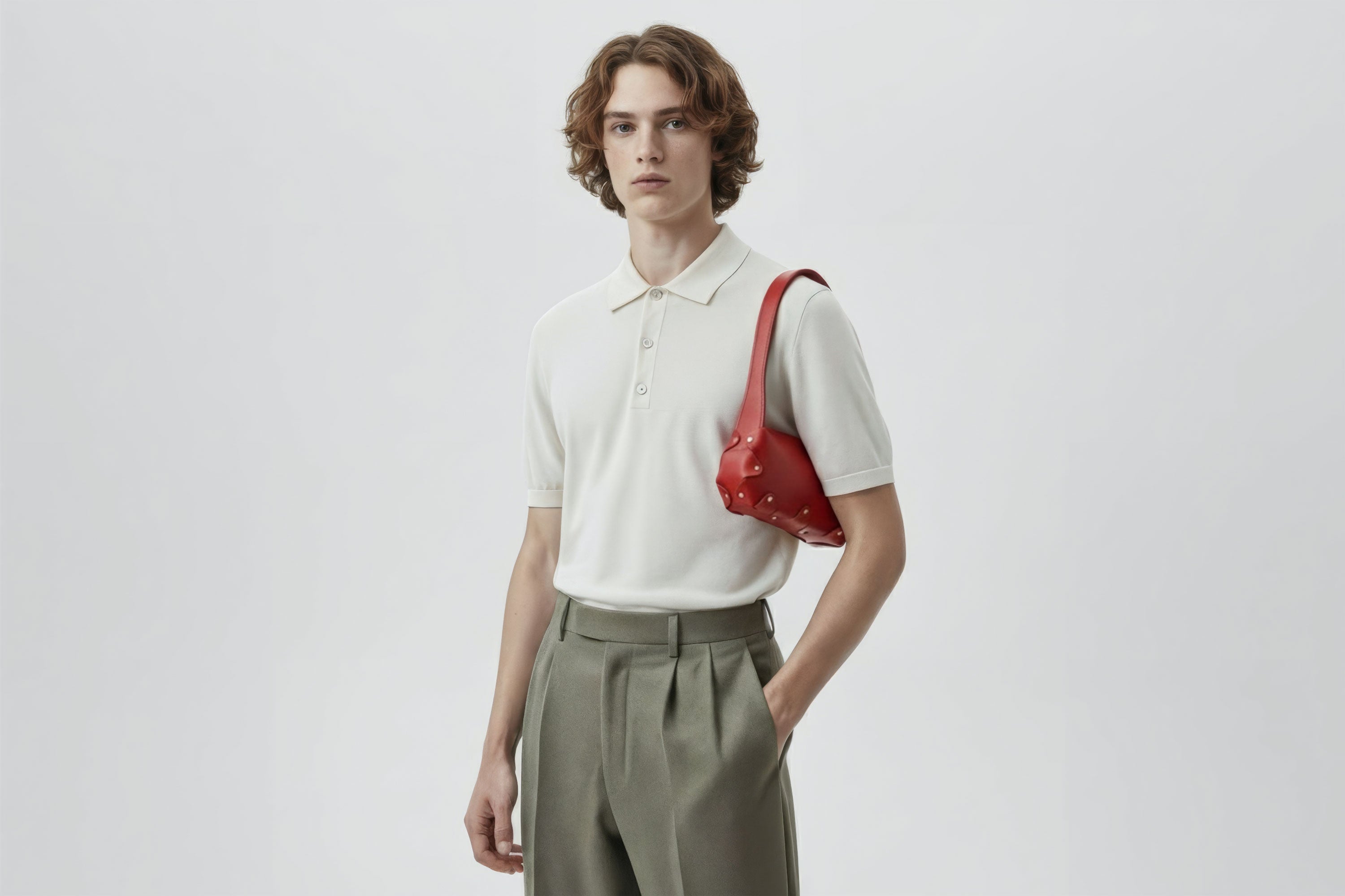 Fiona Bag Small Red Color Leather On Model Zipper Shoulder Bag Minimalist Modern Design Premium Quality Atelier Madre Manuel Dreesmann Barcelona