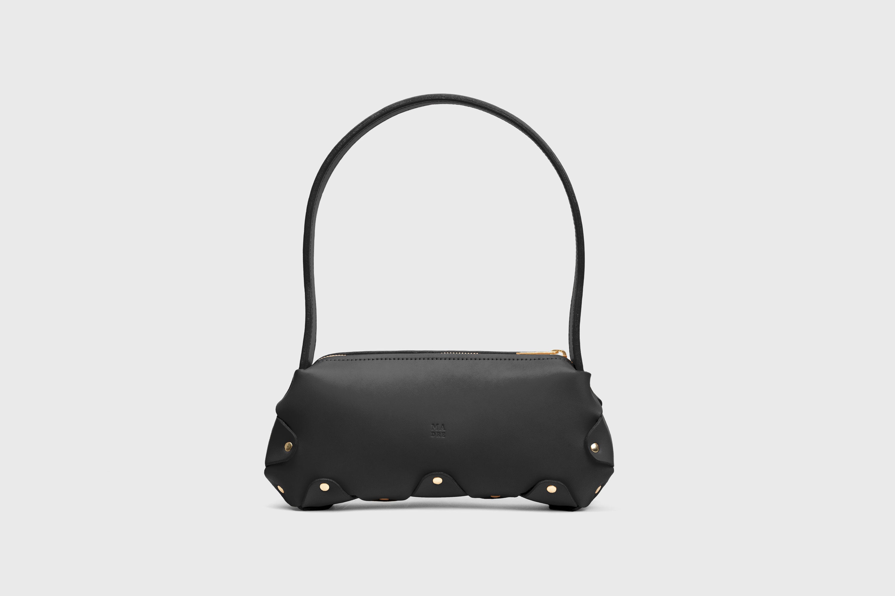 Fiona Bag Small Black Color Premium Quality Leather Zipper Shoulder Bag Minimalist Modern Design, Atelier Madre Manuel Dreesmann Barcelona