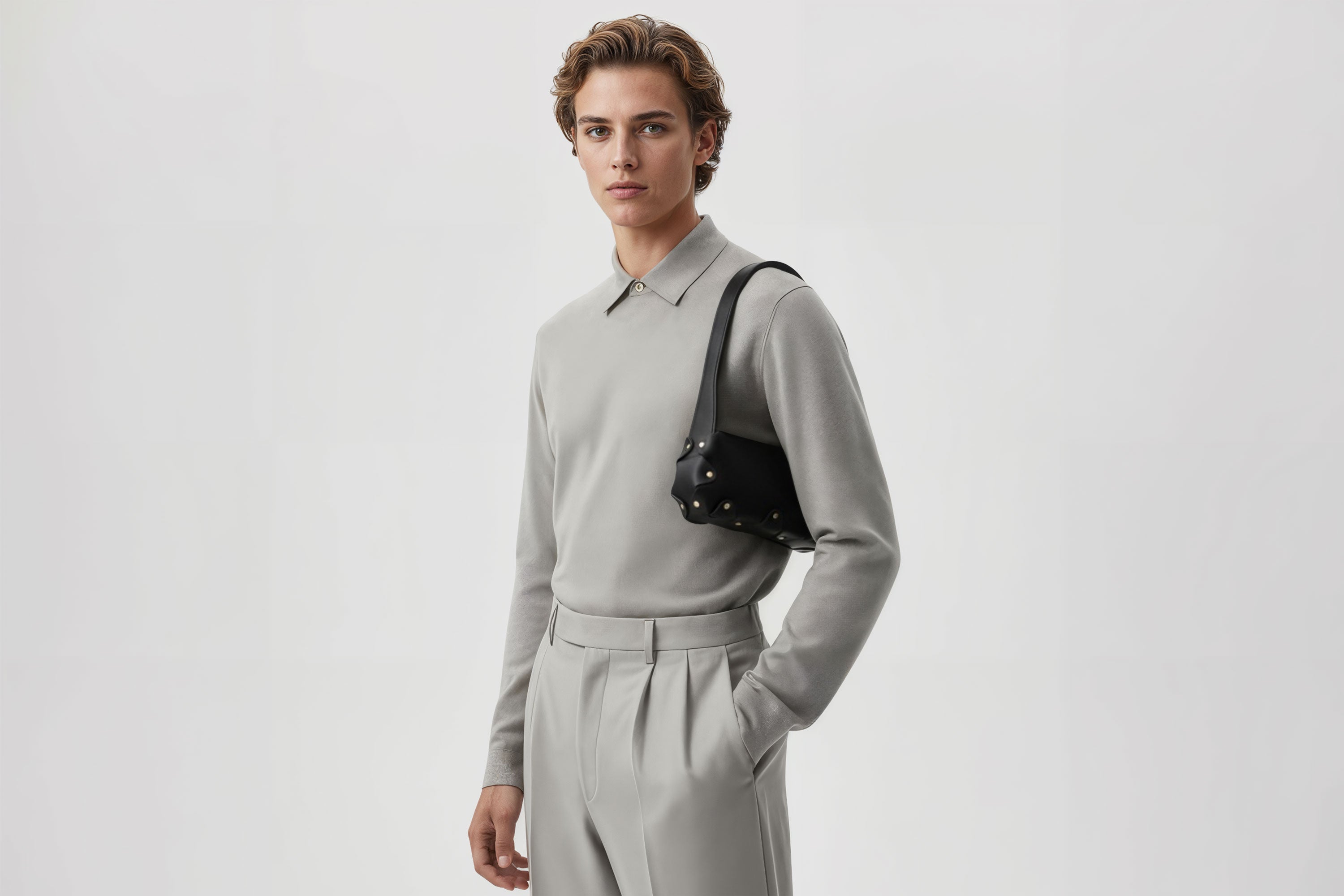 Fiona Bag Small Black Color Leather On Model Zipper Shoulder Bag Minimalist Modern Design Premium Quality Atelier Madre Manuel Dreesmann Barcelona