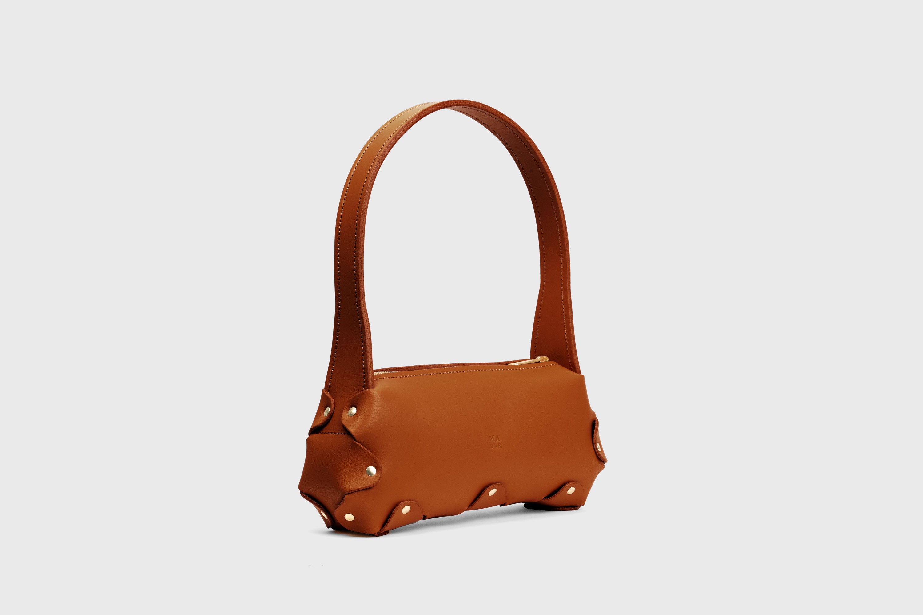 Fiona Bag Small Dark Brown Color Premium Quality Leather Zipper Shoulder Bag Minimalist Modern Design, Atelier Madre Manuel Dreesmann Barcelona