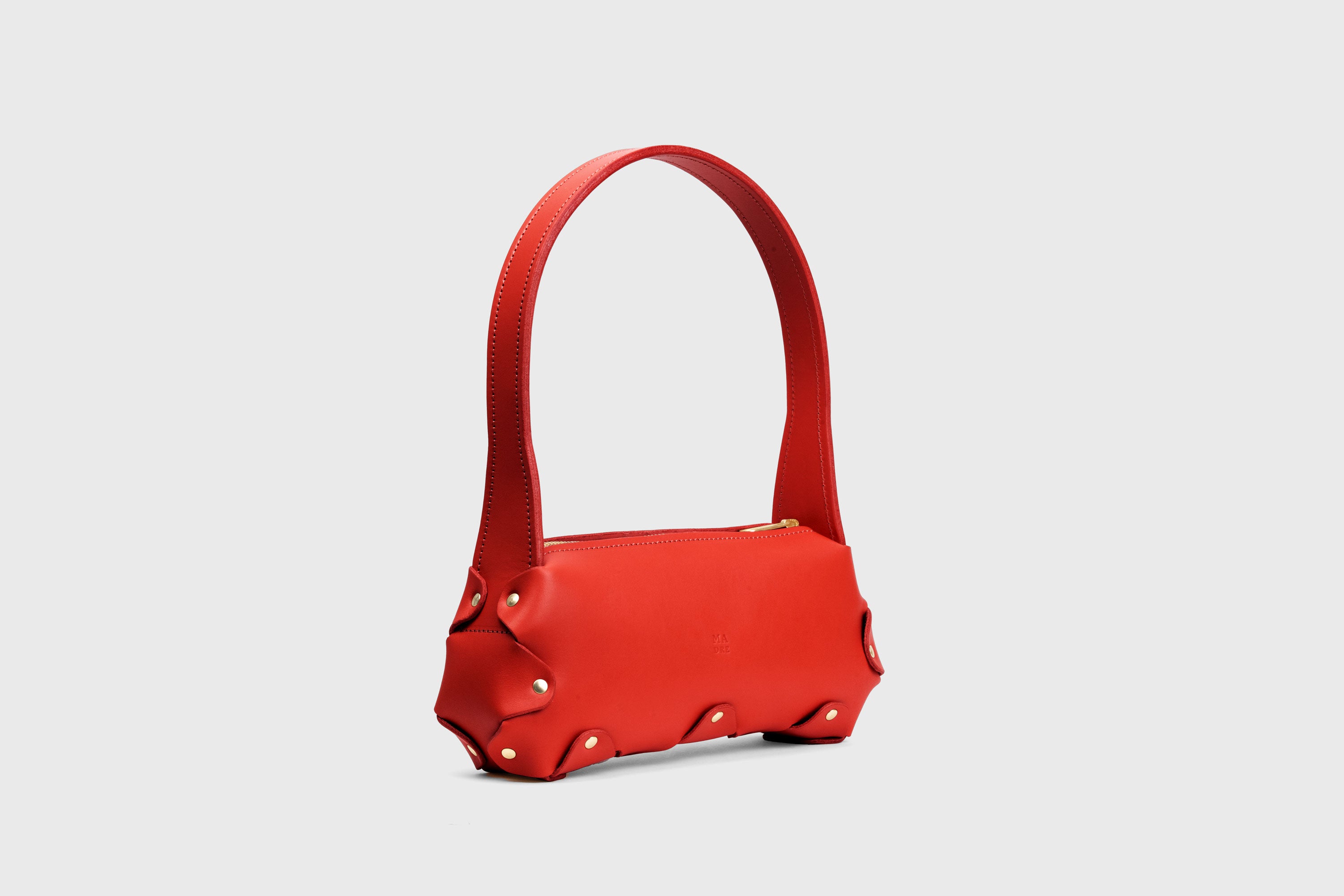 Fiona Bag Small Red Premium Quality Leather Zipper Shoulder Bag Minimalist Modern Design, Atelier Madre Manuel Dreesmann Barcelona