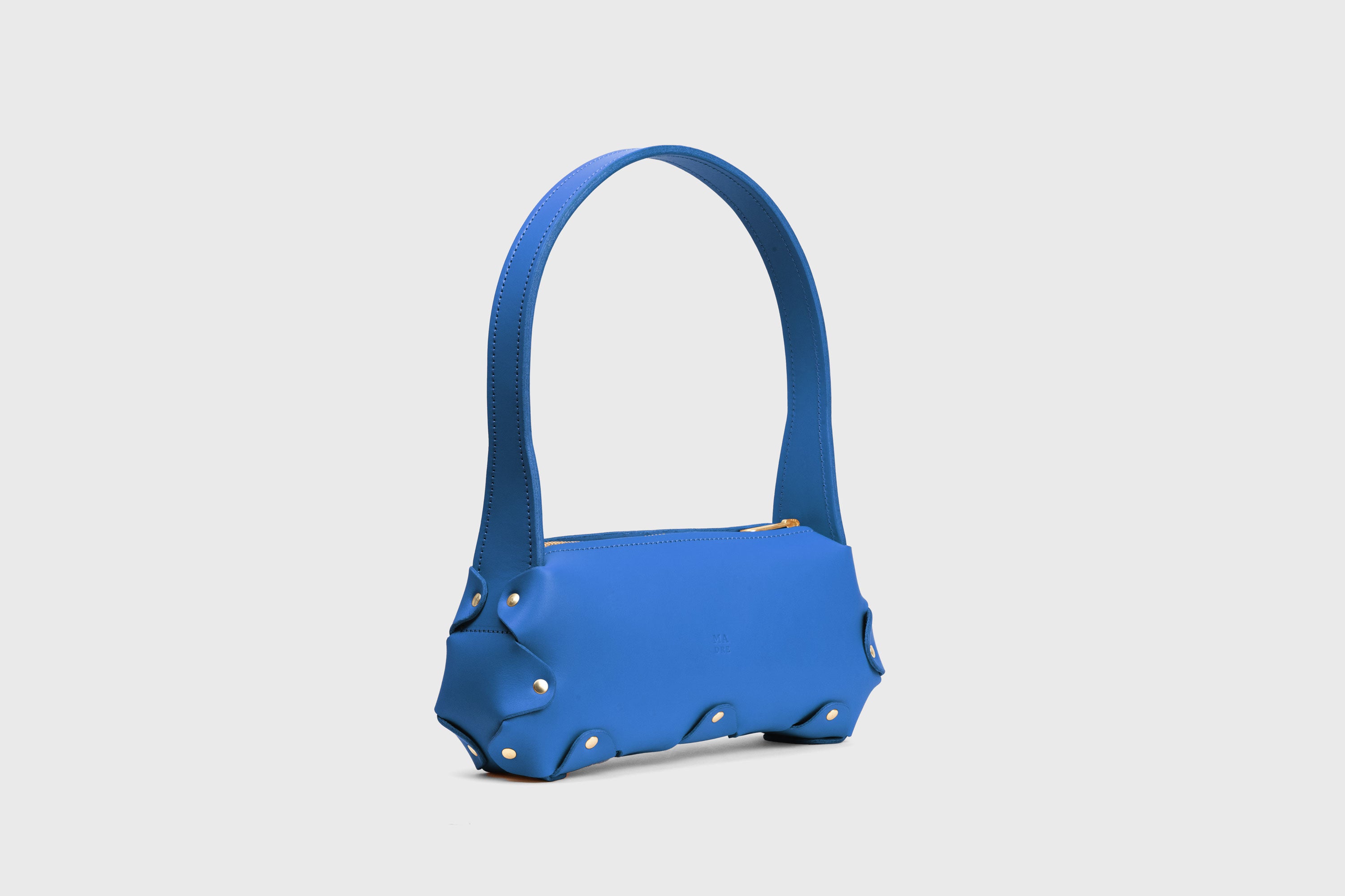 Fiona Bag Small Royal Blue Premium Quality Leather Zipper Shoulder Bag Minimalist Modern Design, Atelier Madre Manuel Dreesmann Barcelona