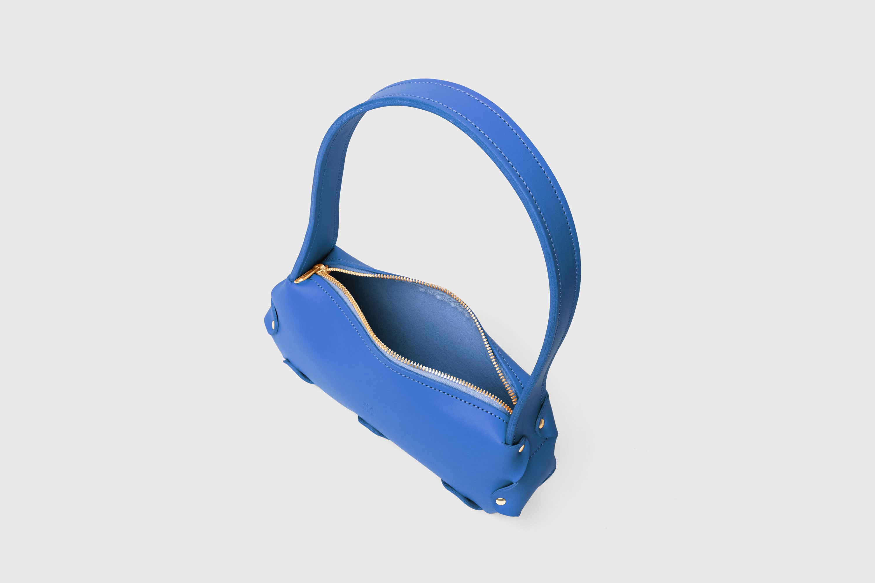 Fiona Bag Small Royal Blue Premium Quality Leather Zipper Shoulder Bag Minimalist Modern Design, Atelier Madre Manuel Dreesmann Barcelona