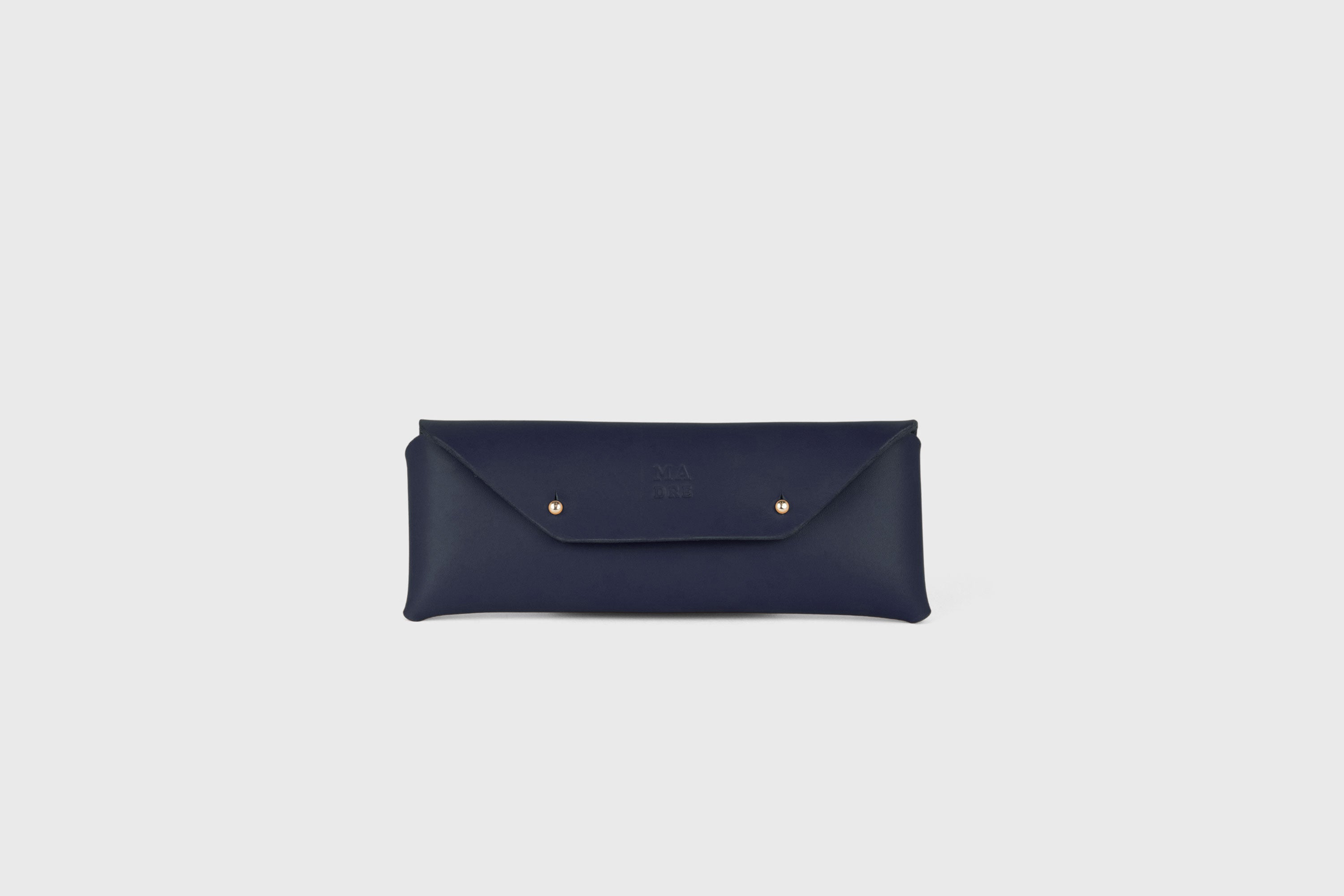 Glasses Case Leather Marine Blue Color Eyewear Pouch Minimalist Design Atelier Madre Manuel Dreesmann Barcelona Spain