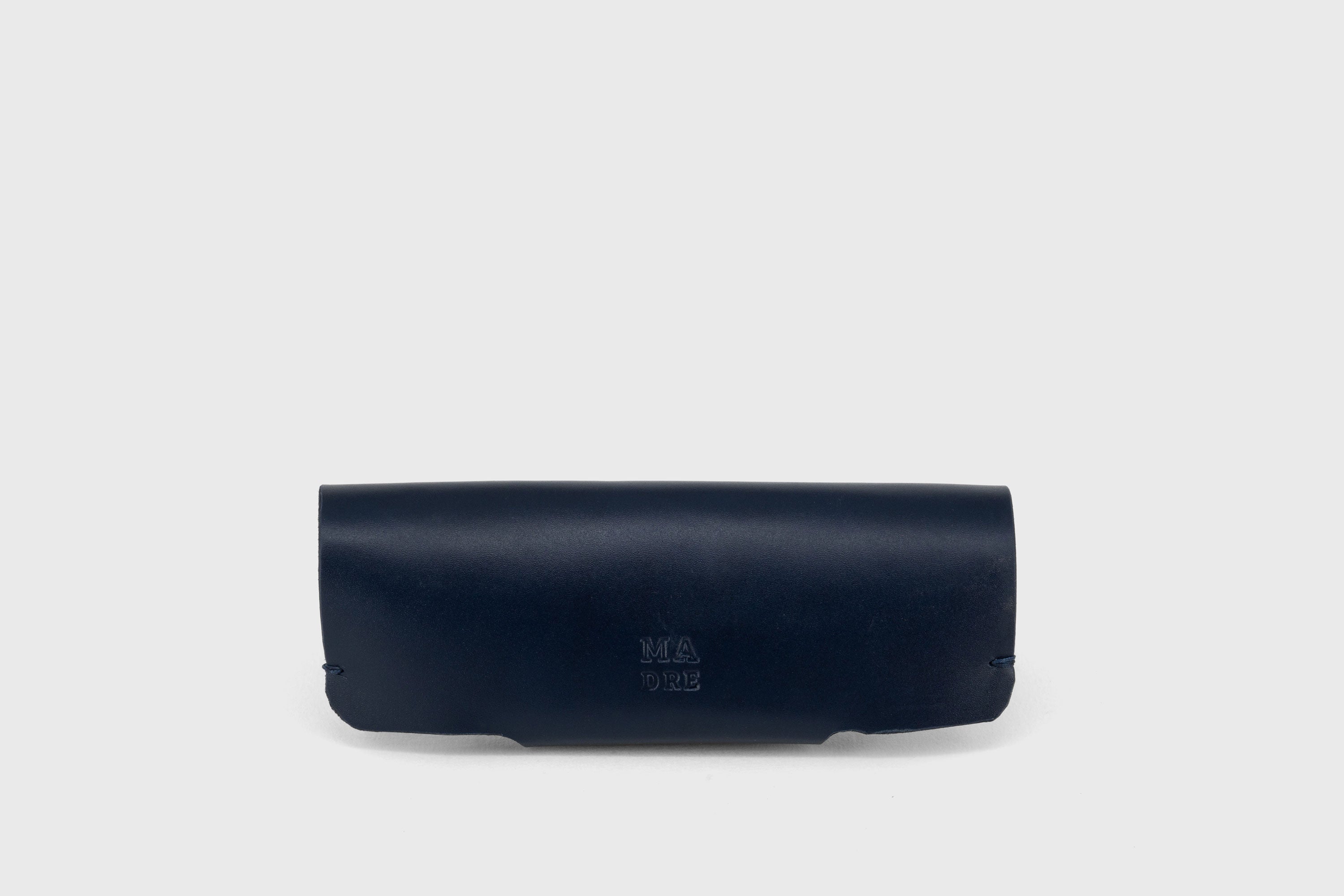 Sunglasses Case Leather Glasses Marine Blue Full Grain Vachetta Vegetable Tanned Leather Minimal Modern Design Premium Quality Luxury Handcrafted Atelier Madre Manuel Dreesmann Barcelona