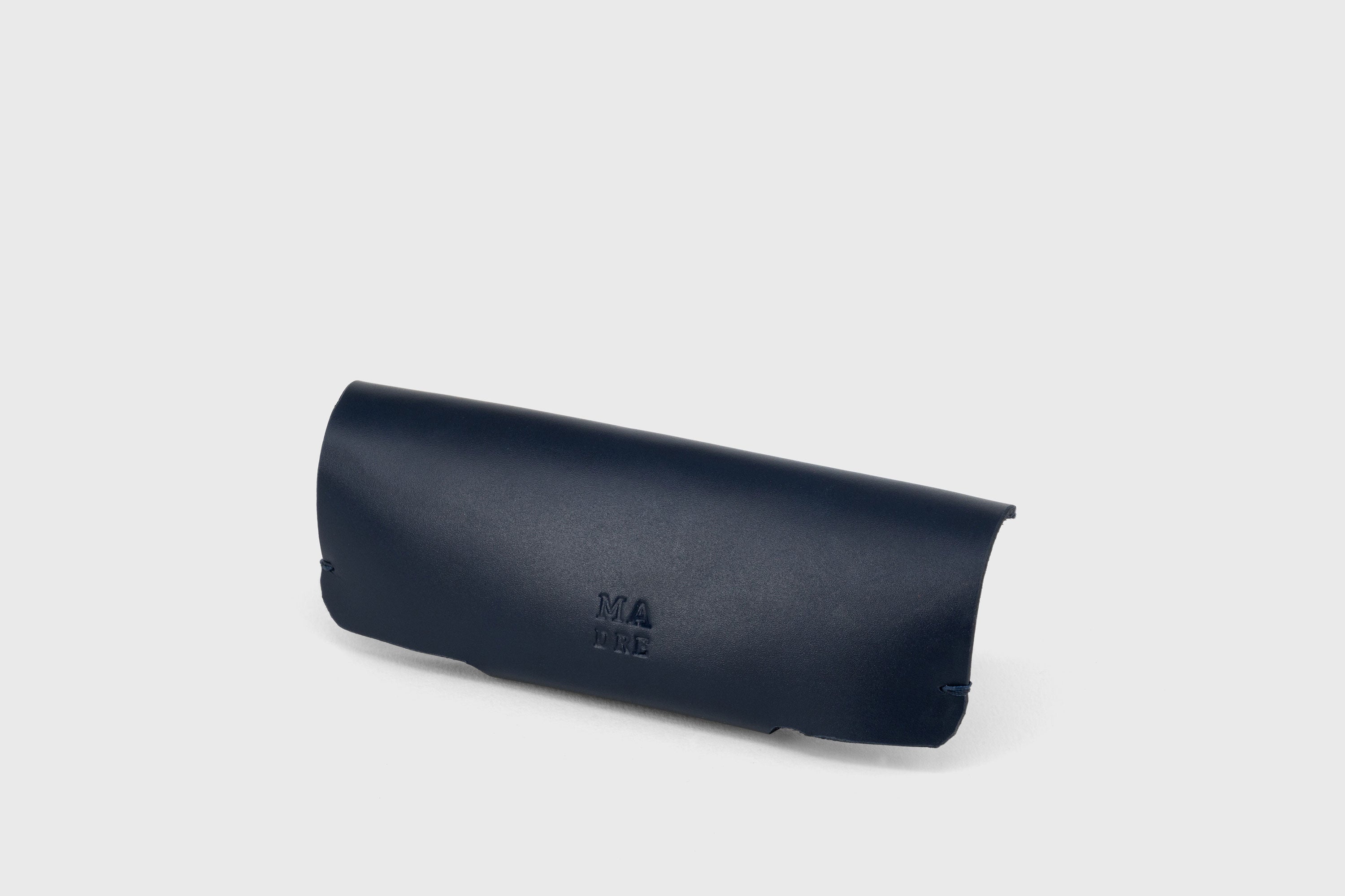 Sunglasses Case Leather Glasses Marine Blue Full Grain Vachetta Vegetable Tanned Leather Minimal Modern Design Premium Quality Luxury Handcrafted Atelier Madre Manuel Dreesmann Barcelona