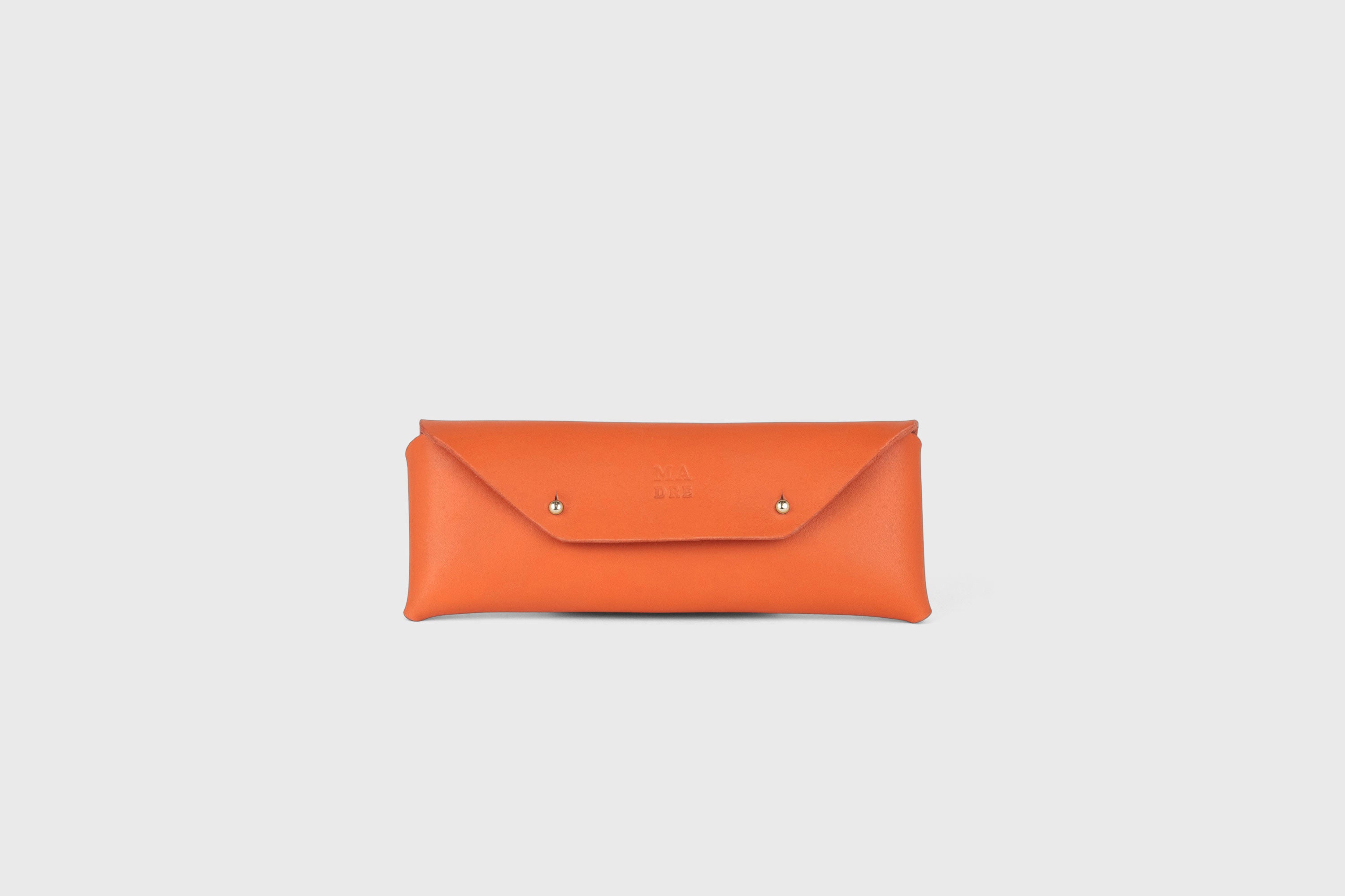 Glasses Case Leather Orange Color Eyewear Pouch Minimalist Design Atelier Madre Manuel Dreesmann Barcelona Spain