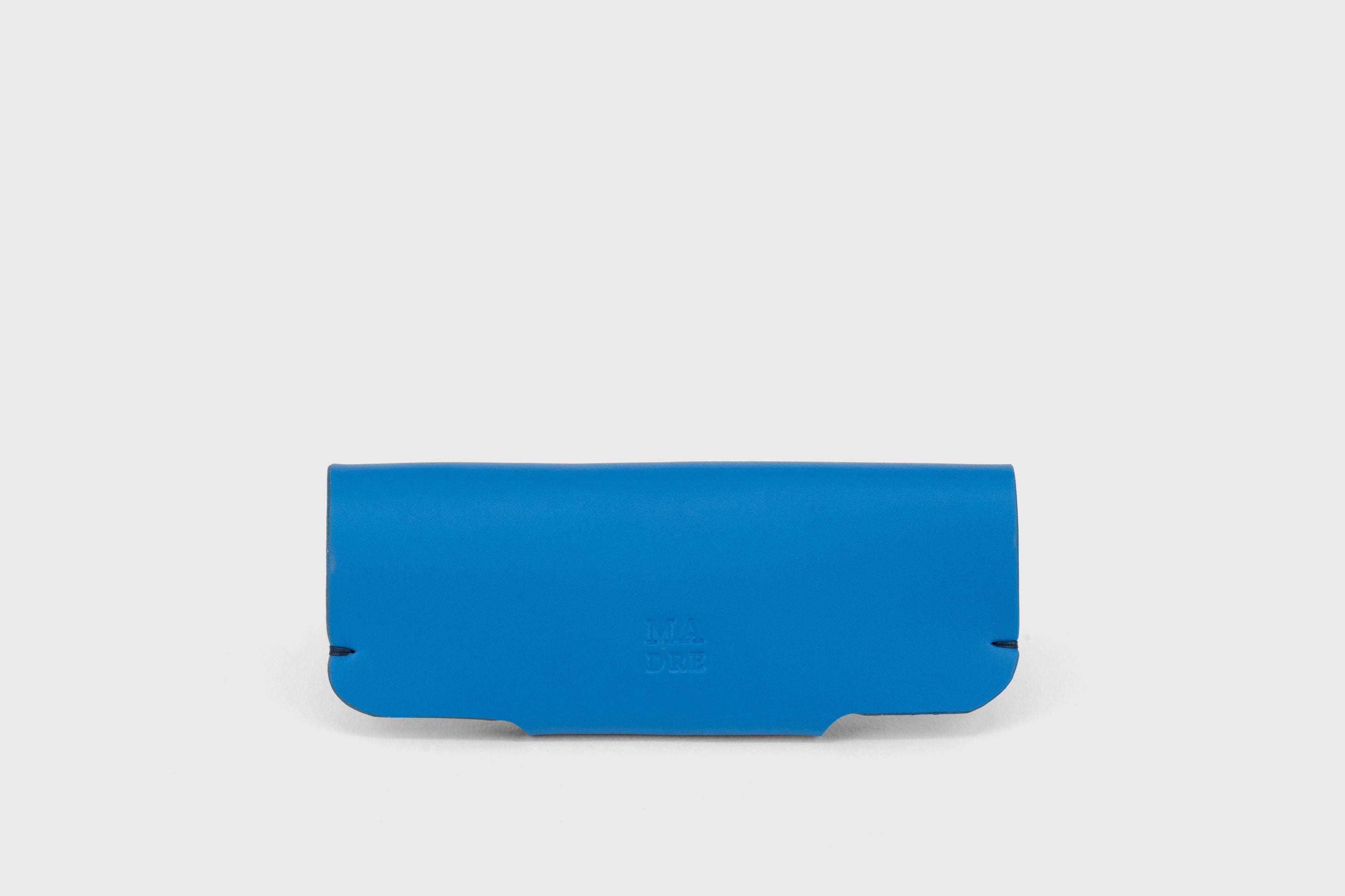 Sunglasses Case Leather Glasses Royal Blue Full Grain Vachetta Vegetable Tanned Leather Minimal Modern Design Premium Quality Luxury Handcrafted Atelier Madre Manuel Dreesmann Barcelona