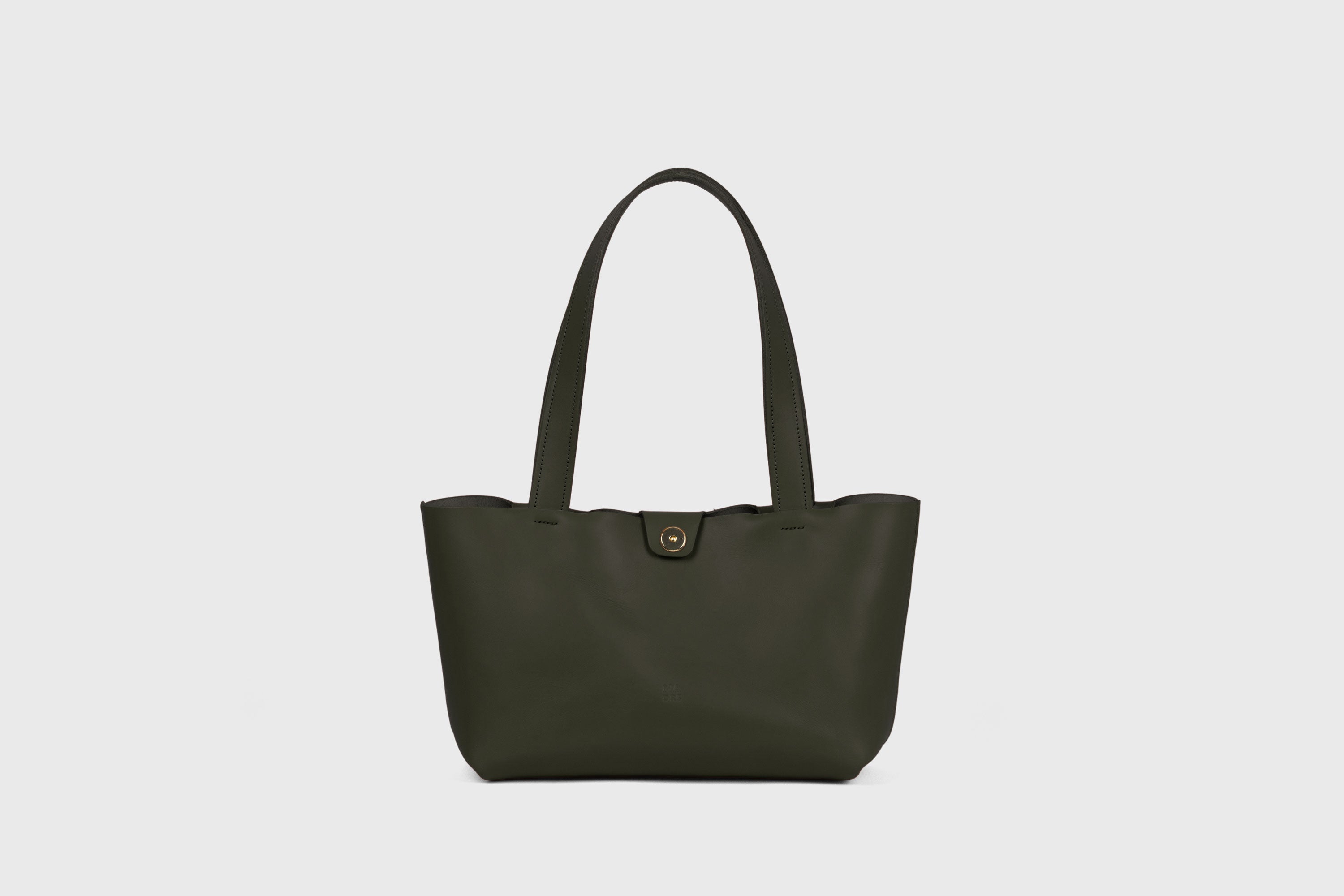 Karin Tote Bag Small Premium Leather Olive Green Color Magnetic Closure Minimalist Design Atelier Madre Manuel Dreesmann Barcelona Spain