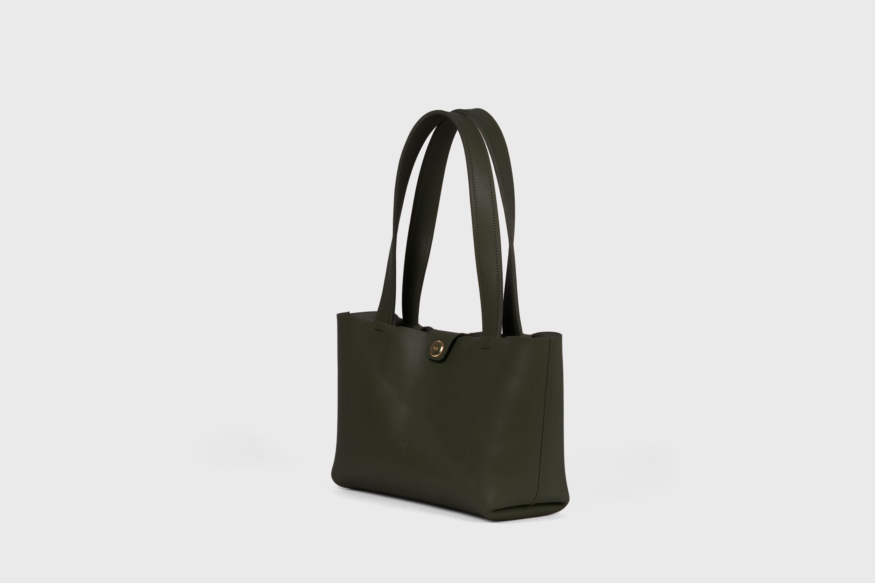 Karin Tote Bag Small Premium Leather Olive Green Color Magnetic Closure Minimalist Design Atelier Madre Manuel Dreesmann Barcelona Spain