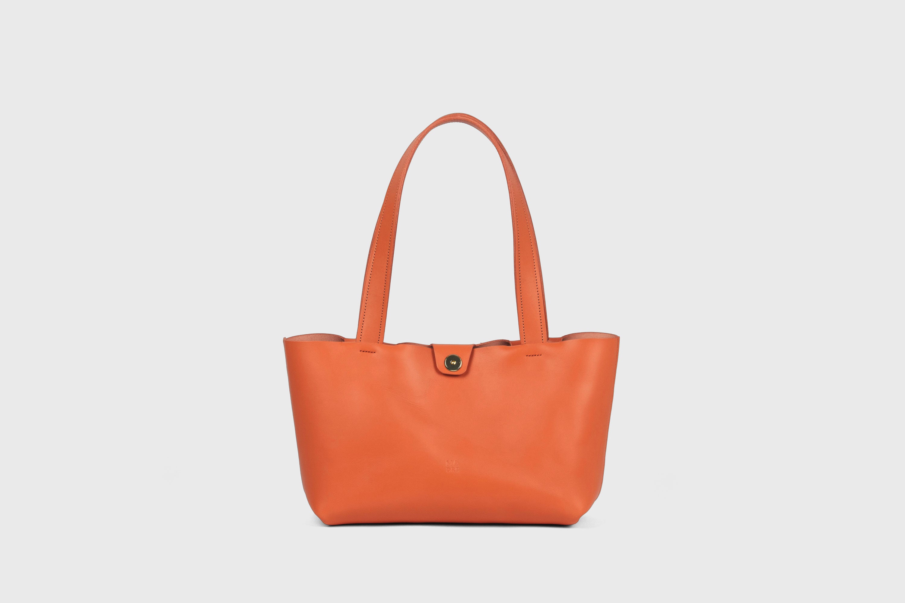 Karin Tote Bag Small Premium Leather Orange Color Magnetic Closure Minimalist Design Atelier Madre Manuel Dreesmann Barcelona Spain