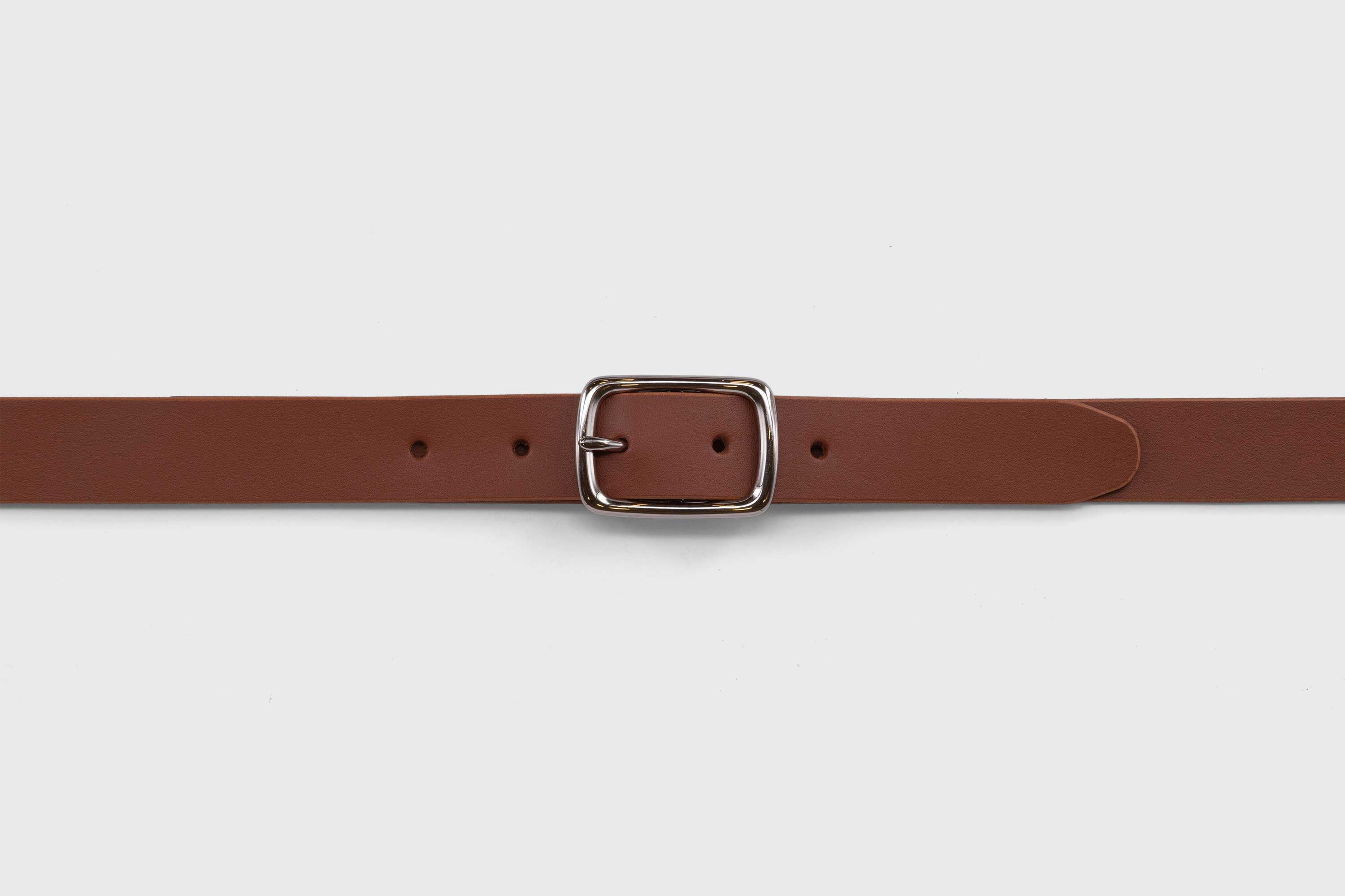Leather Belt Small Ata Nickel PVD Coated Buckle Dark Brown vegetable tanned full grain leather Minimalist Design Atelier Madre Manuel Dreesmann Barcelona