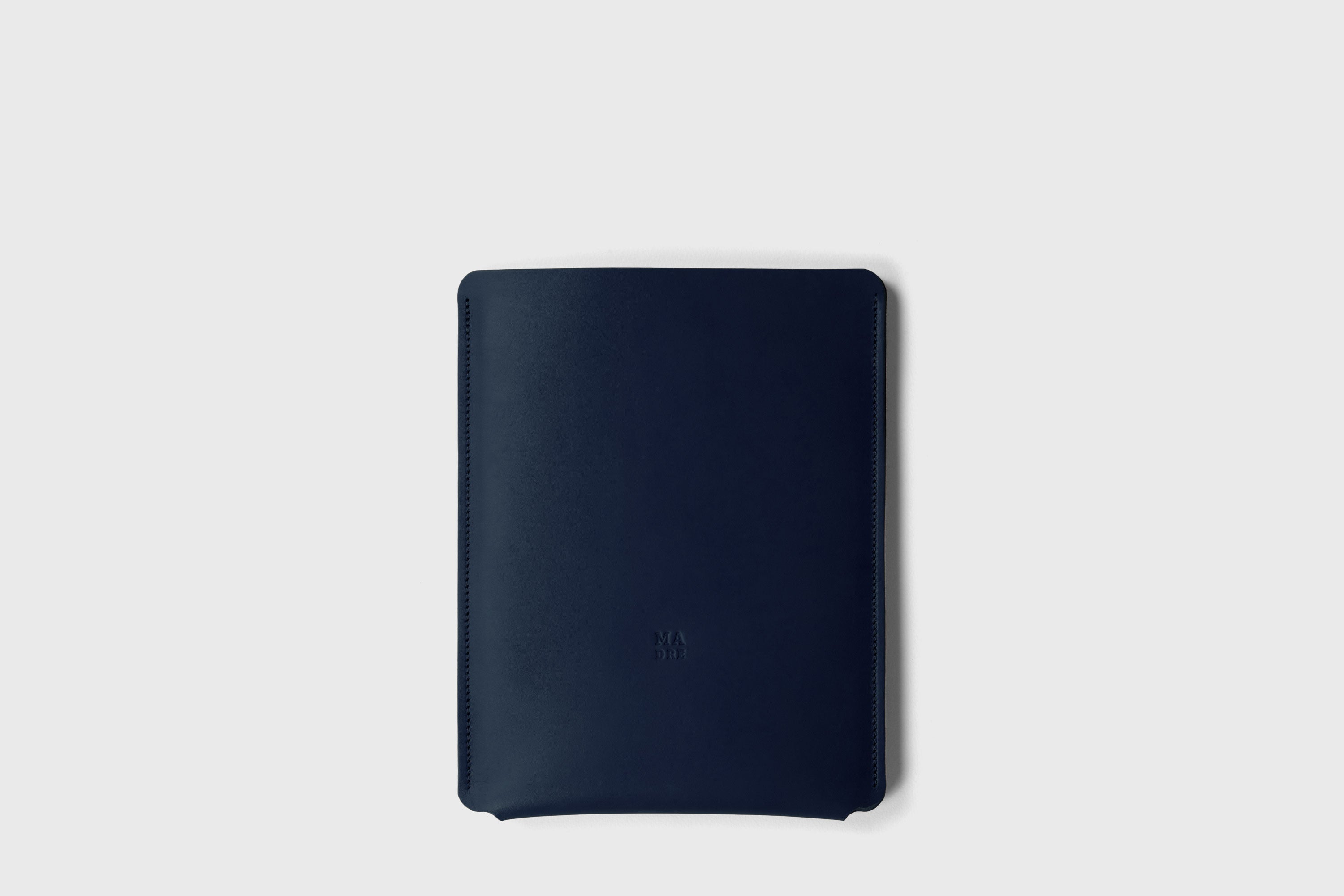 Leather Slip Sleeve For iPad Marine Blue Color Premium Handcrafted Quality Full Grain Vegetable Tanned Leather Minimalistic Modern Independent Designer Atelier Madre Manuel Dreesmann Barcelona Spain