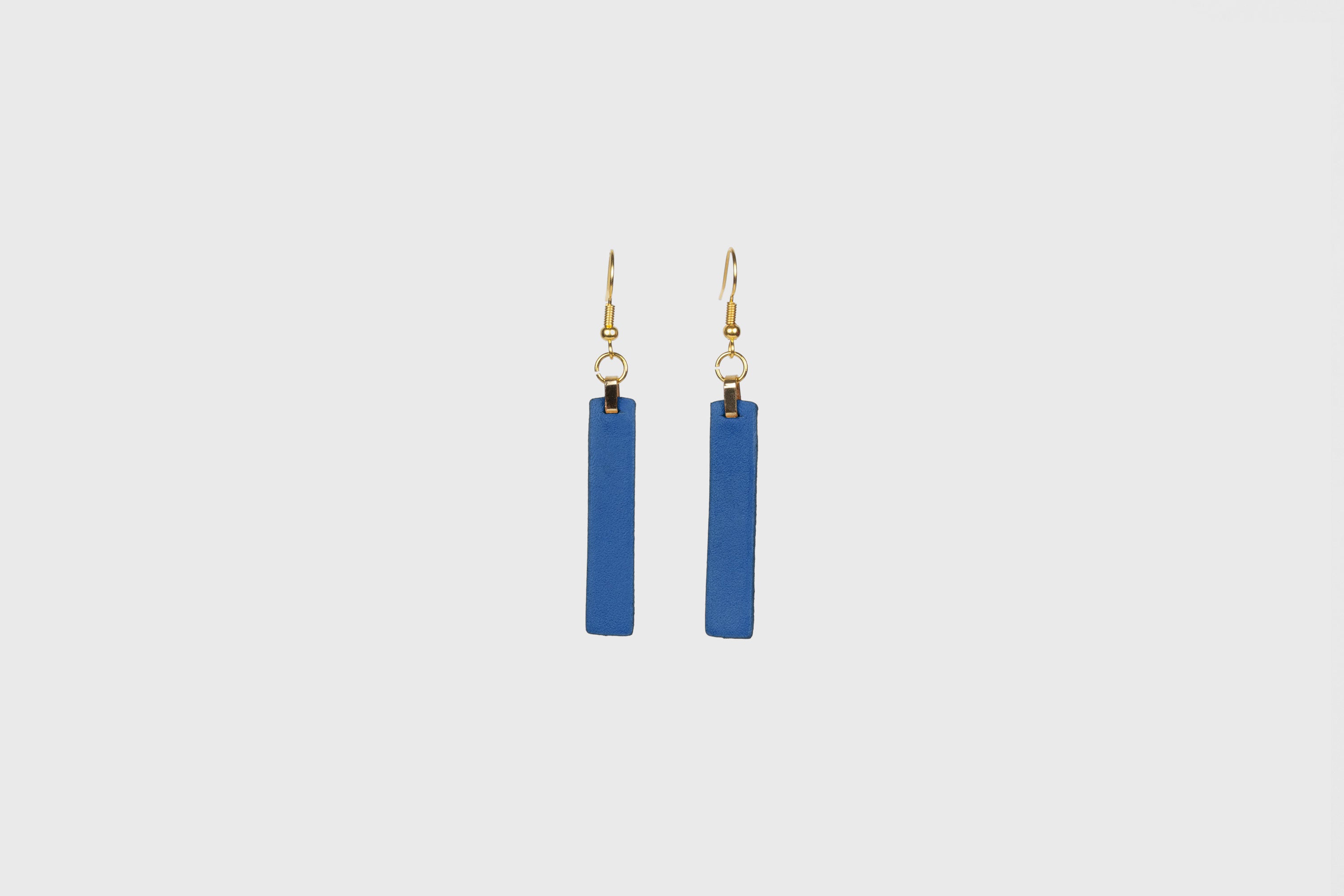 Lia Earrings Leather In Royal Blue Color Vegetable Tanned Leather Atelier Madre Manuel Dreesmann Barcelona Spain