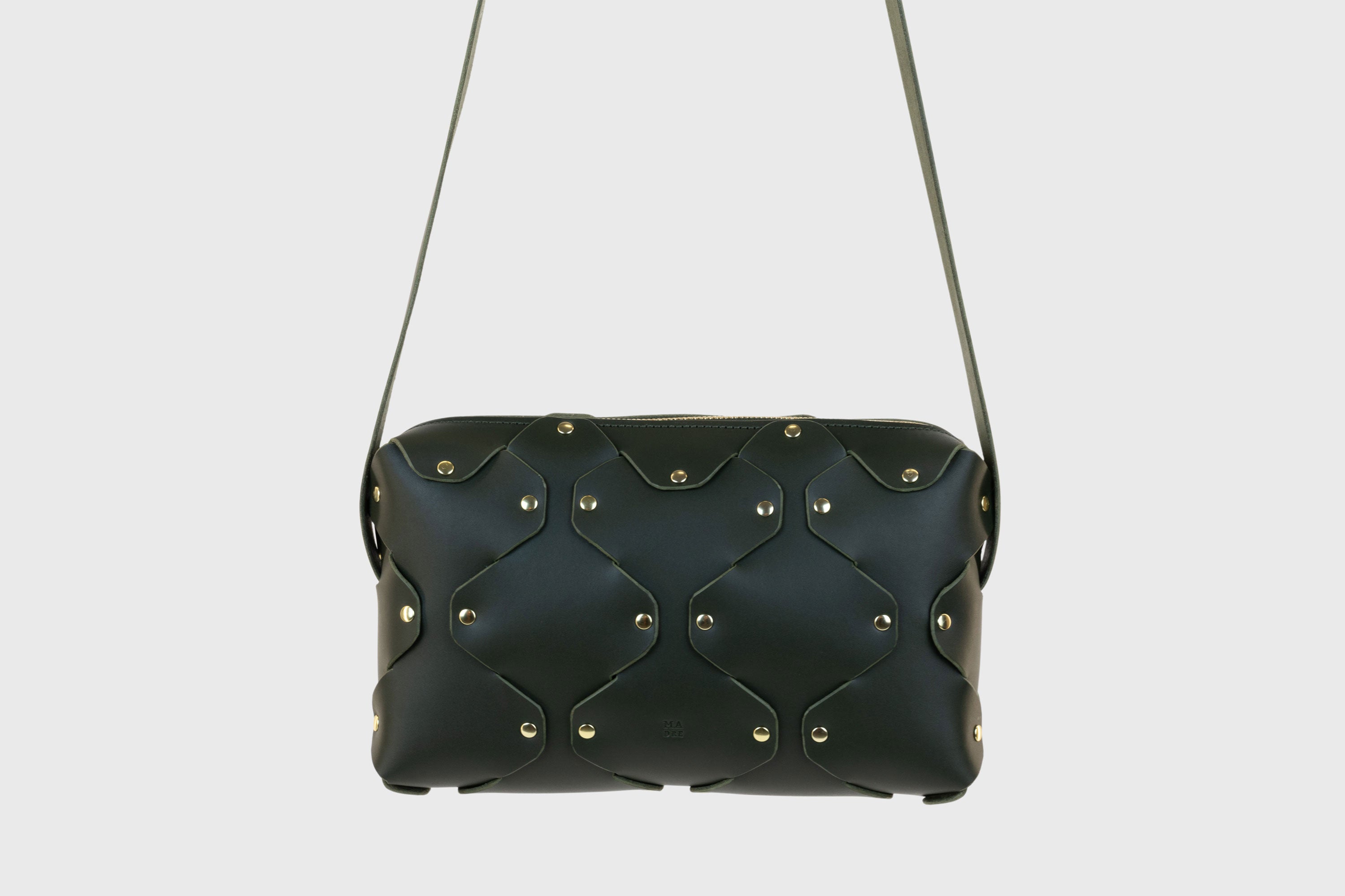 Marlin Leather Bag Olive Green Color Quality Brass Rivet Designer Minimal Square Zipper Pouch Crossbody Handbag Clutch Shoulder Atelier Madre Manuel Dreesmann Barcelona