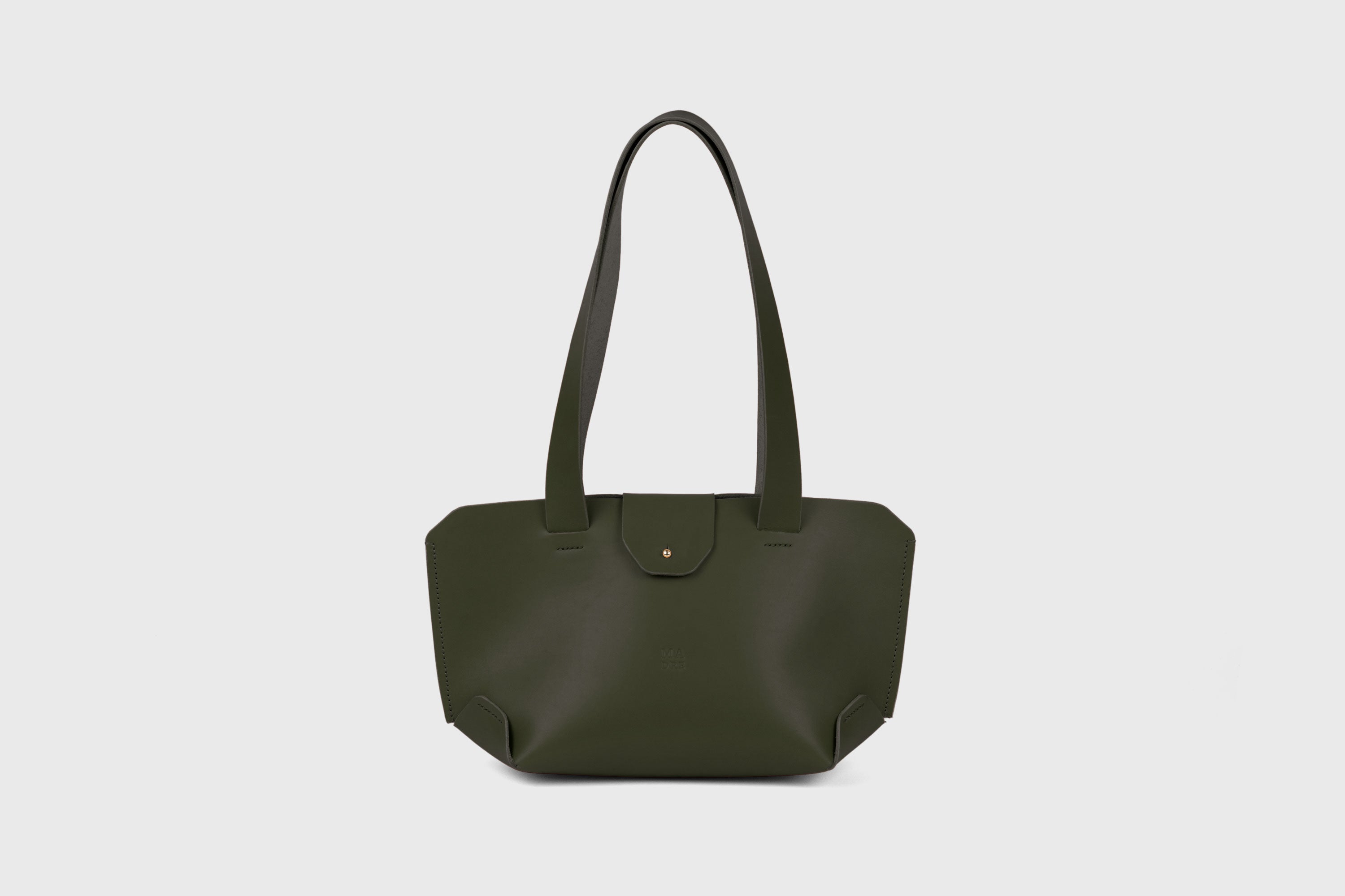 Medium Tote Bag Olive Green Color Leather Premium Quality Minimalist Modern Design Atelier Madre Manuel Dreesmann Barcelona Spain