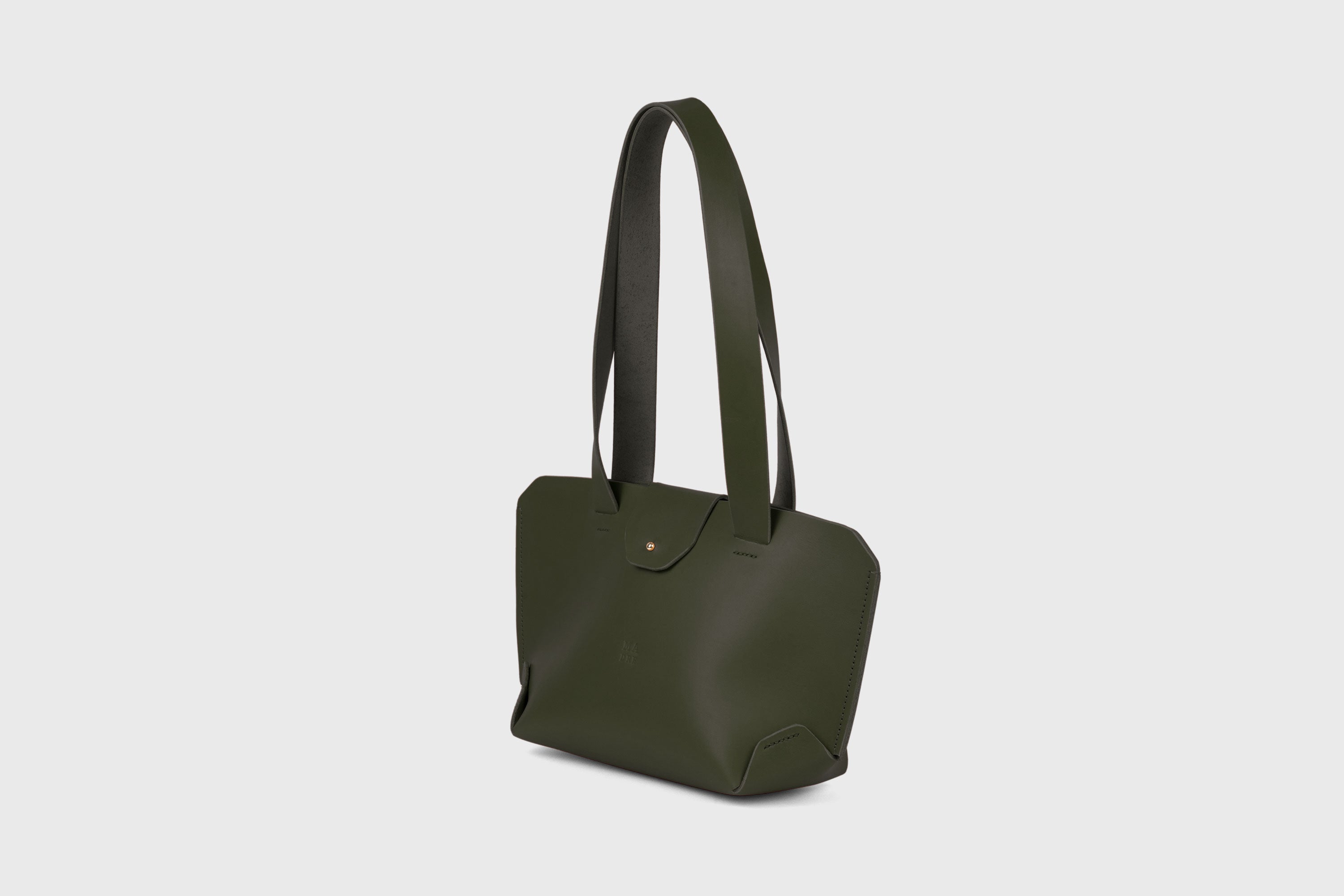 Medium Tote Bag Olive Green Color Leather Premium Quality Minimalist Modern Design Atelier Madre Manuel Dreesmann Barcelona Spain