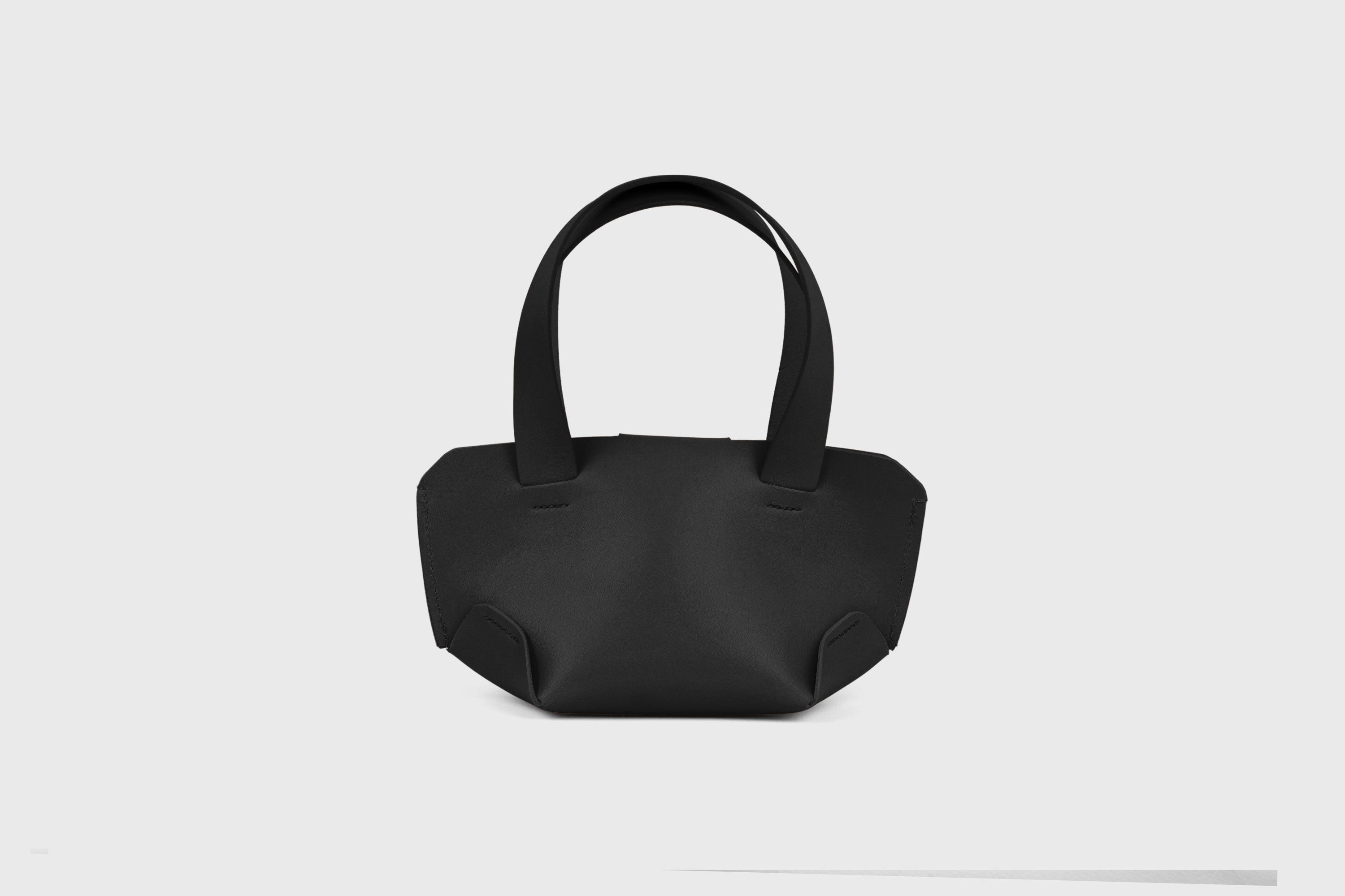 Mini Tote Bag Black Color Leather Handbag Small Modern Minimalist Design Premium Quality Atelier Madre Manuel Dreesmann Barcelona Spain