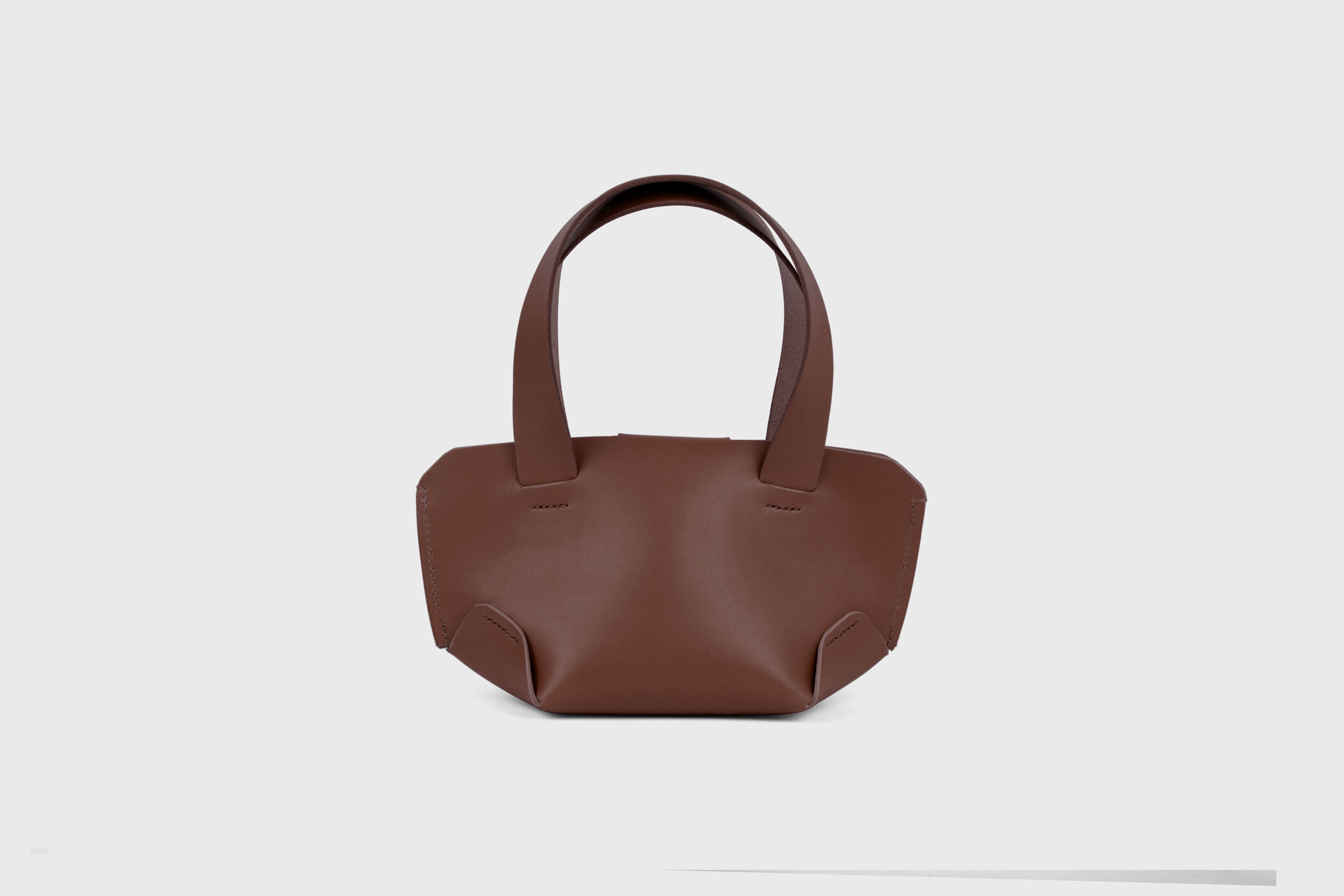 Mini Tote Bag Dark Brown Color Leather Handbag Small Modern Minimalist Design Premium Quality Atelier Madre Manuel Dreesmann Barcelona Spain