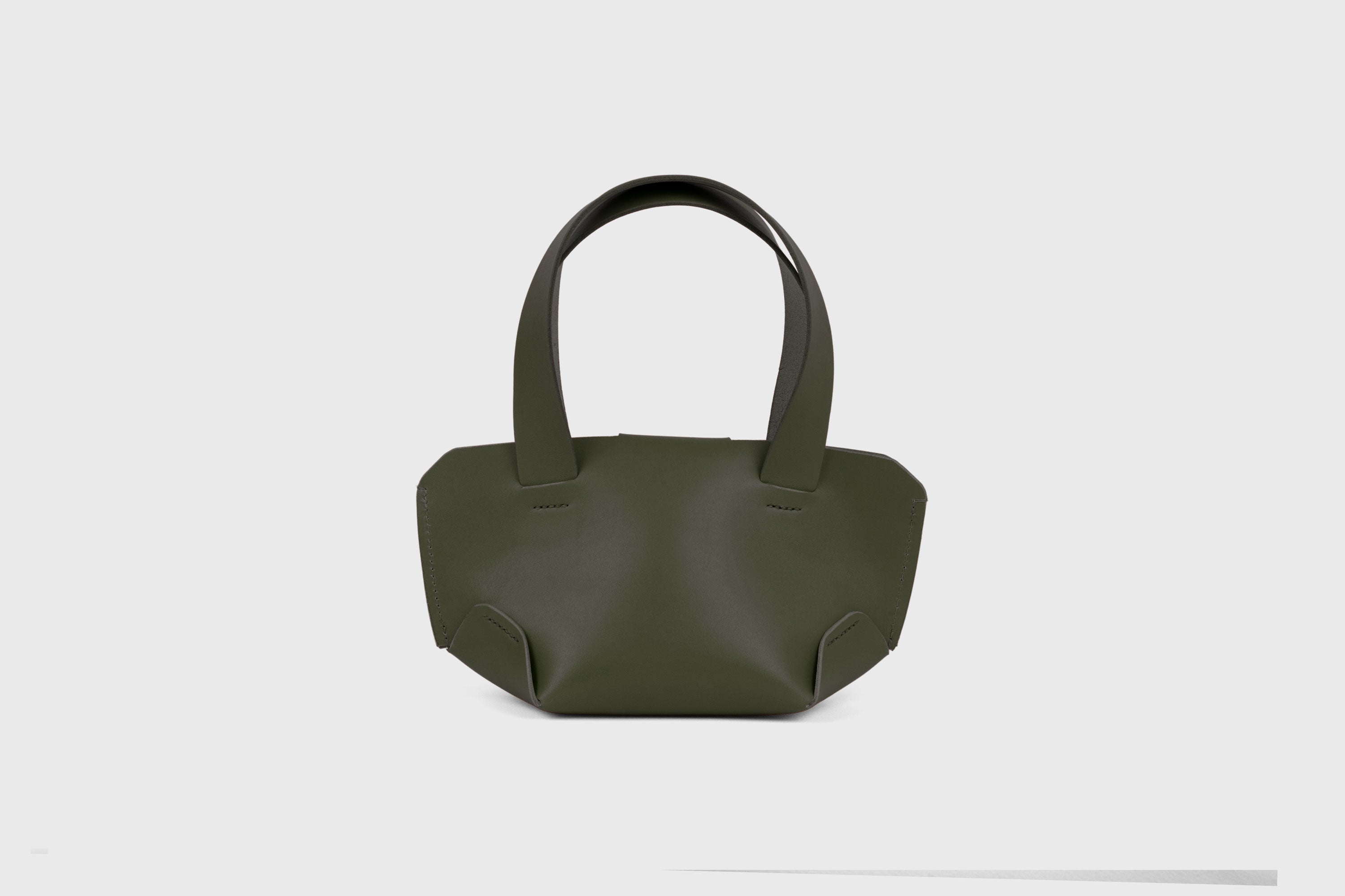Mini Tote Bag Olive Green Color Leather Handbag Small Modern Minimalist Design Premium Quality Atelier Madre Manuel Dreesmann Barcelona Spain