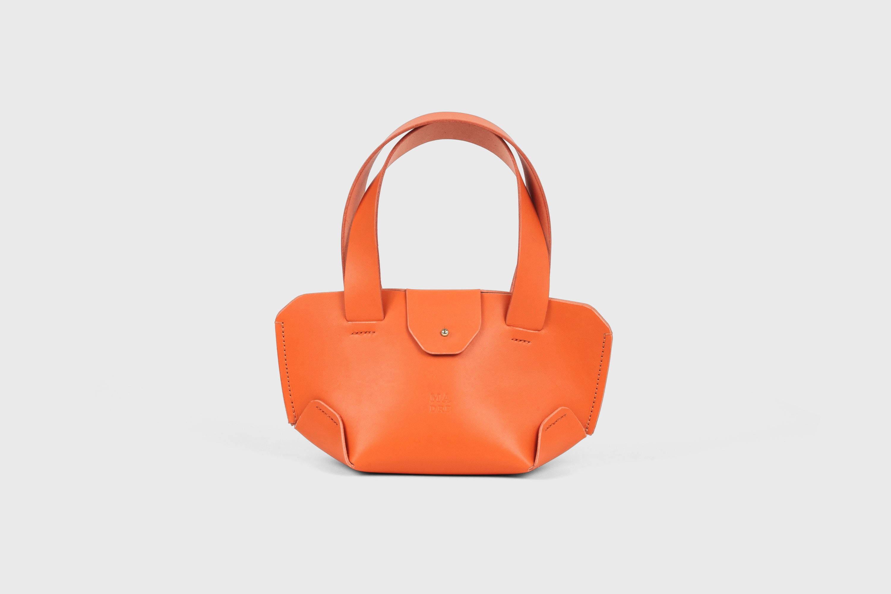 Mini Tote Bag Orange Color Leather Handbag Small Modern Minimalist Design Premium Quality Atelier Madre Manuel Dreesmann Barcelona Spain
