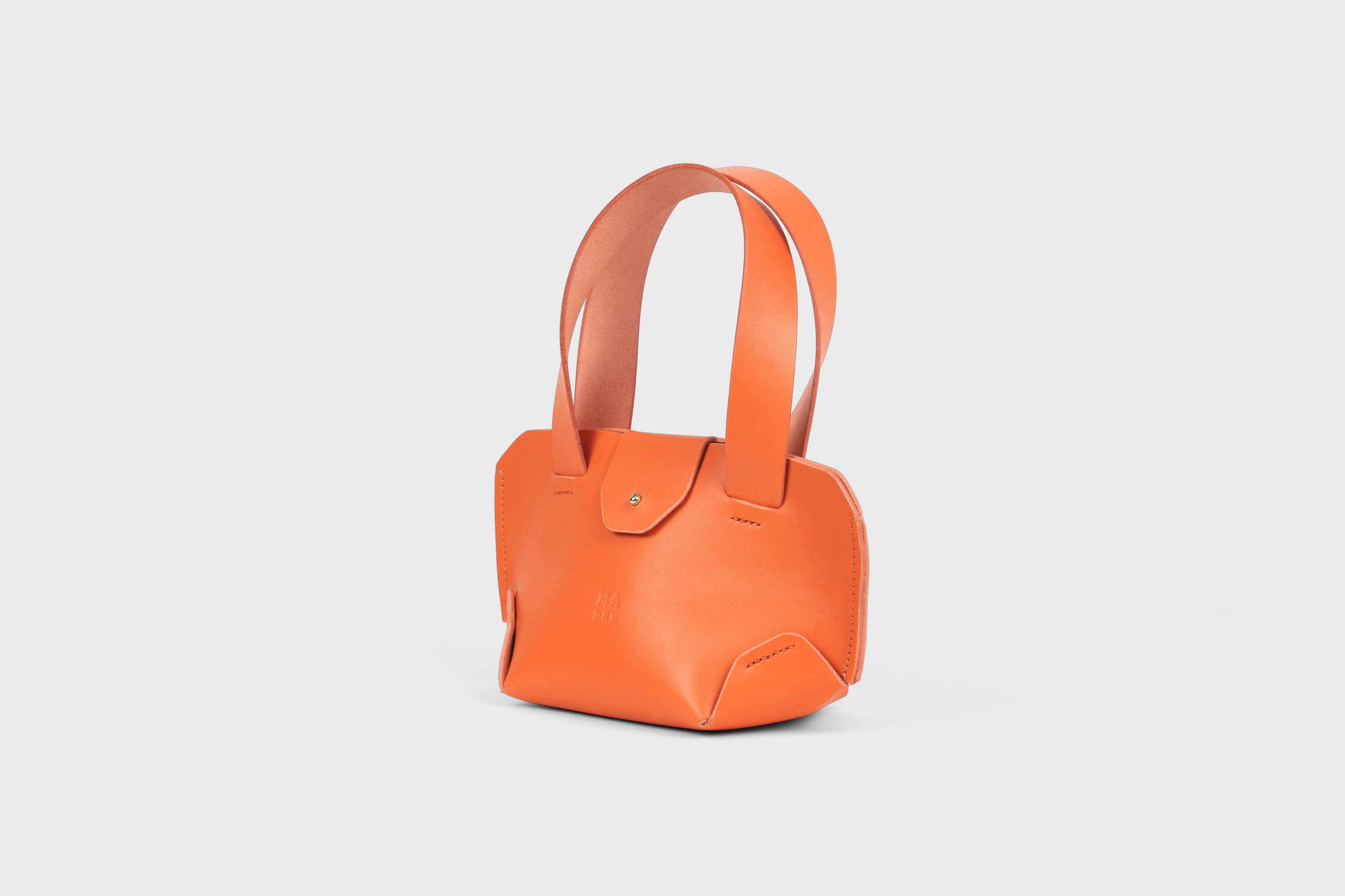 Mini Tote Bag Orange Color Leather Handbag Small Modern Minimalist Design Premium Quality Atelier Madre Manuel Dreesmann Barcelona Spain