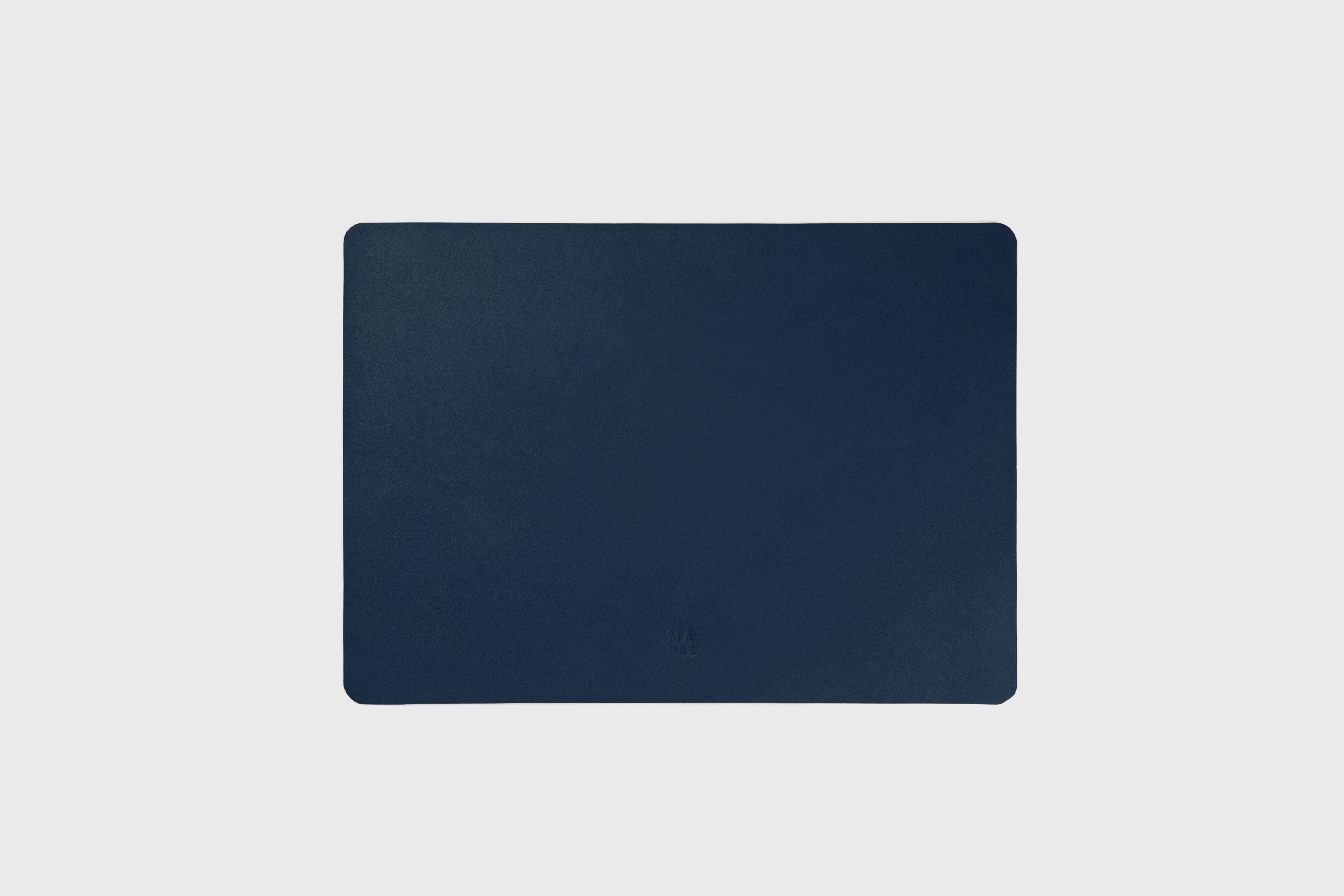 Mouse Pad Big Marine Blue Color Leather Vegetable Tanned Full Grain Leather Minimalistic Modern Design Premium Quality Handmade Performance Atelier Madre Manuel Dreesmann Barcelona Spain