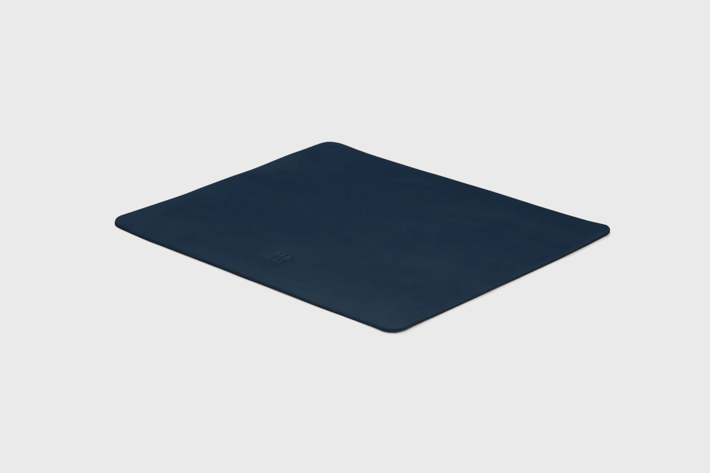 Mouse Pad Big Marine Blue Color Leather Vegetable Tanned Full Grain Leather Minimalistic Modern Design Premium Quality Handmade Performance Atelier Madre Manuel Dreesmann Barcelona Spain