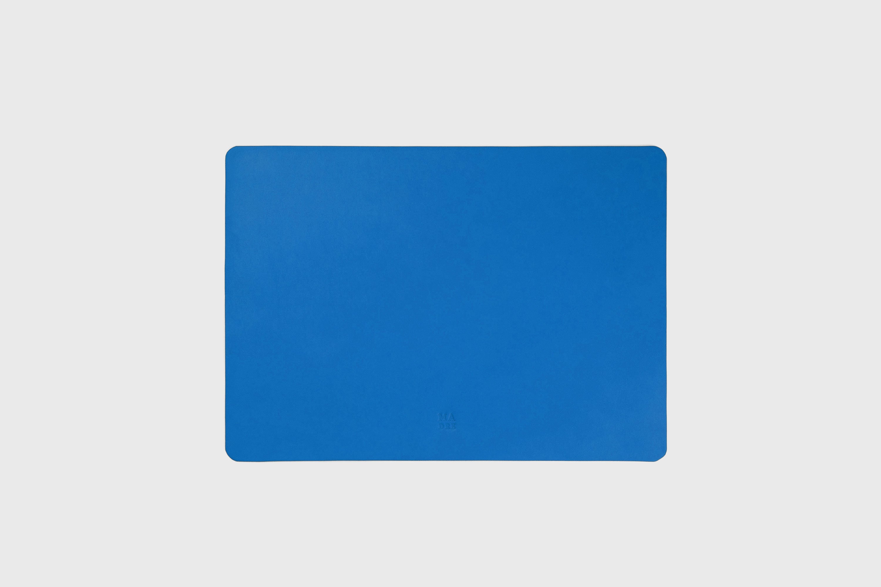 Mouse Pad Big Royal Blue Color Leather Vegetable Tanned Full Grain Leather Minimalistic Modern Design Premium Quality Handmade Performance Atelier Madre Manuel Dreesmann Barcelona Spain