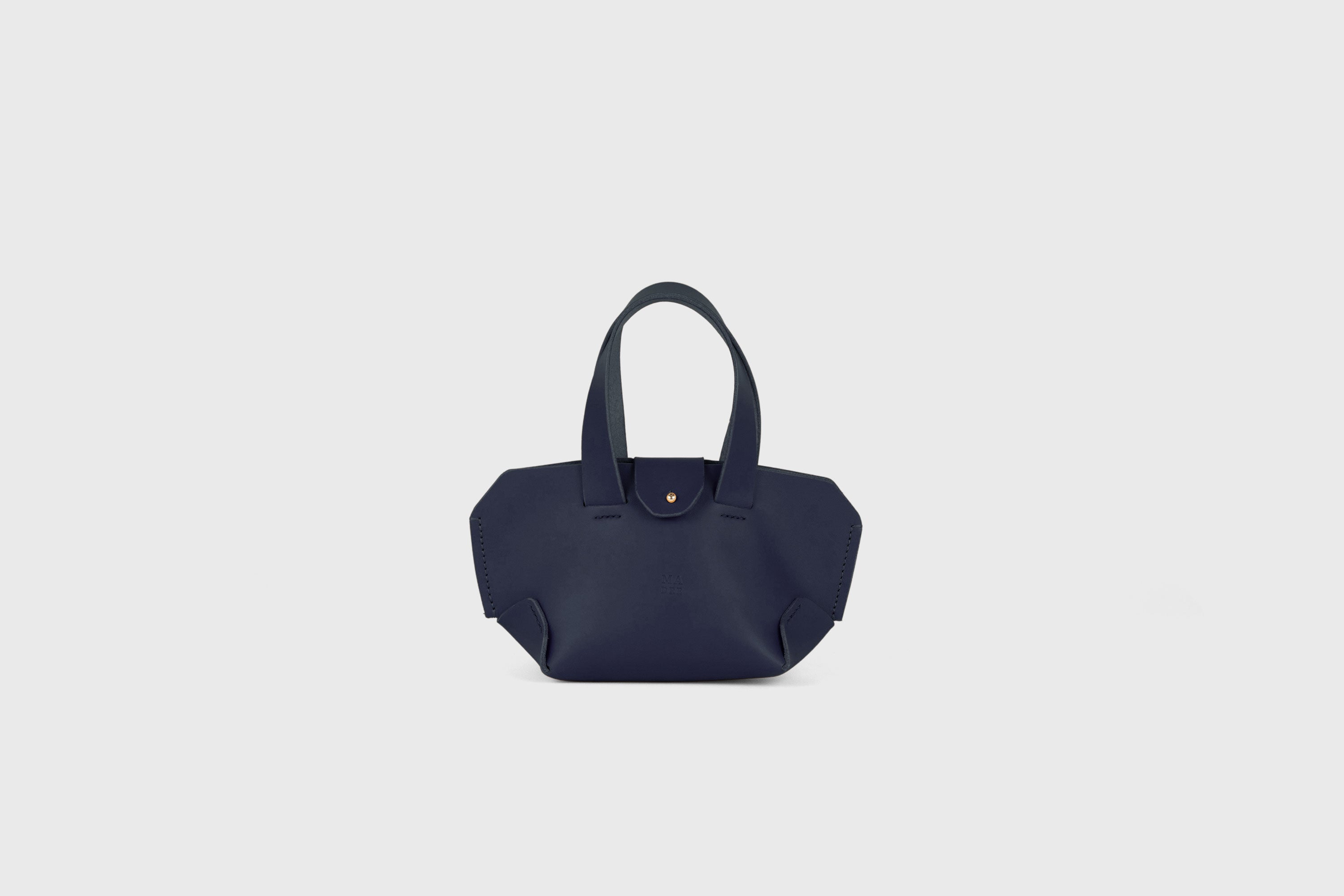 Nano Leather Tote Bag Marine Blue Color Premium Quality Minimalist Design Atelier Madre Manuel Dreesmann Barcelona Spain